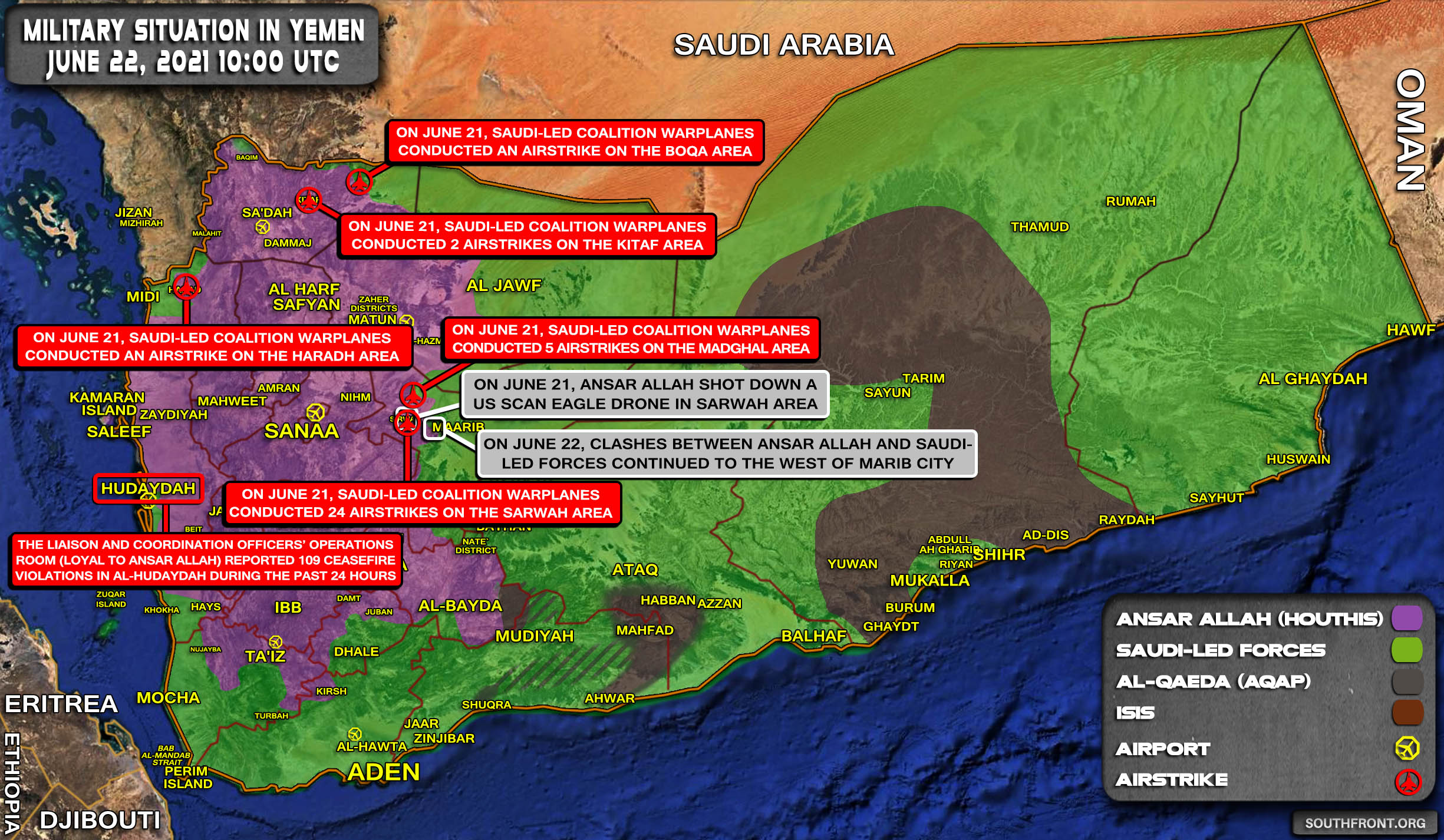 Military Situation In Yemen On June 22, 2021 (Map Update)