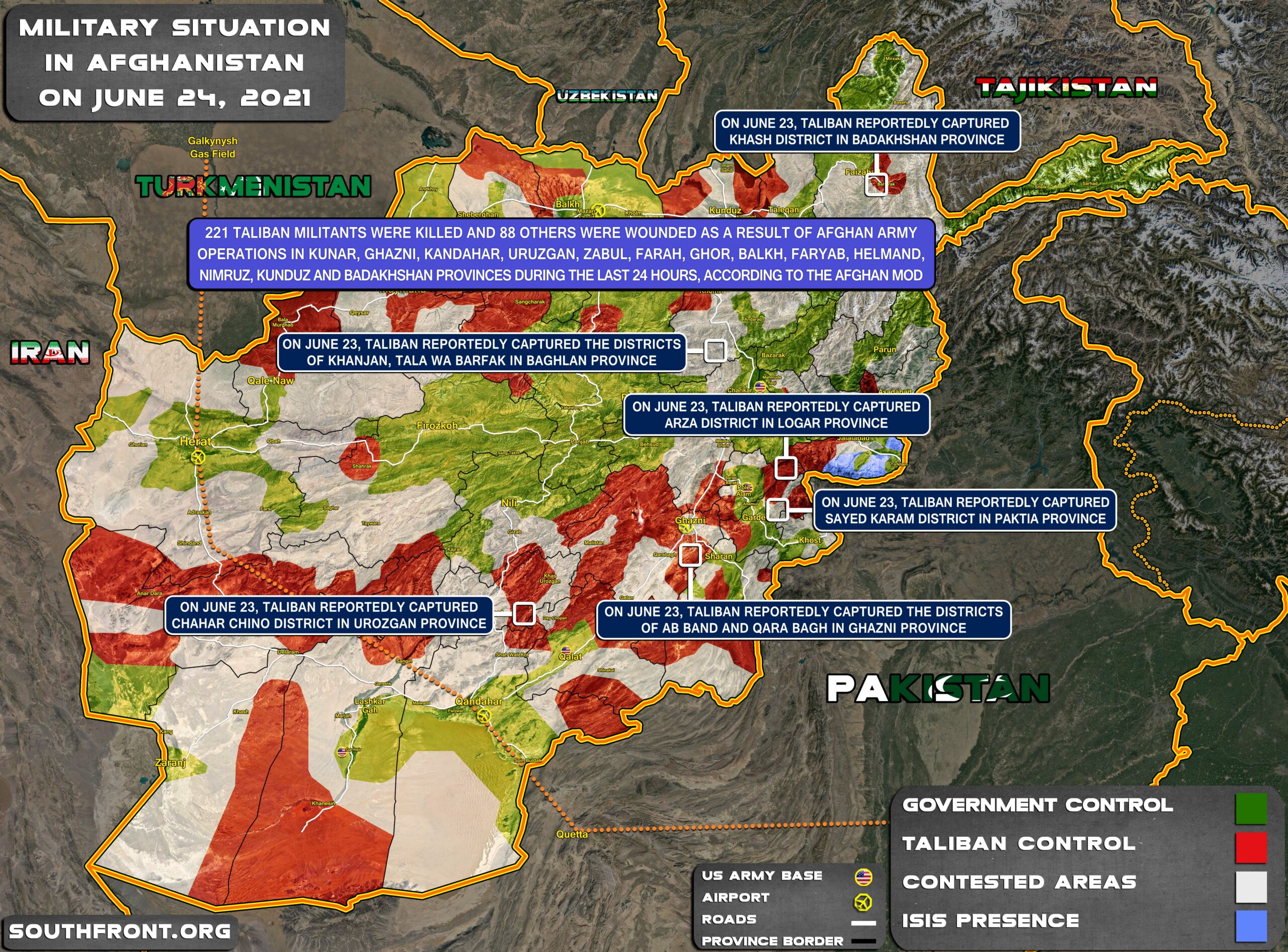 Military Situation In Afghanistan On June 24, 2021 (Map Update)