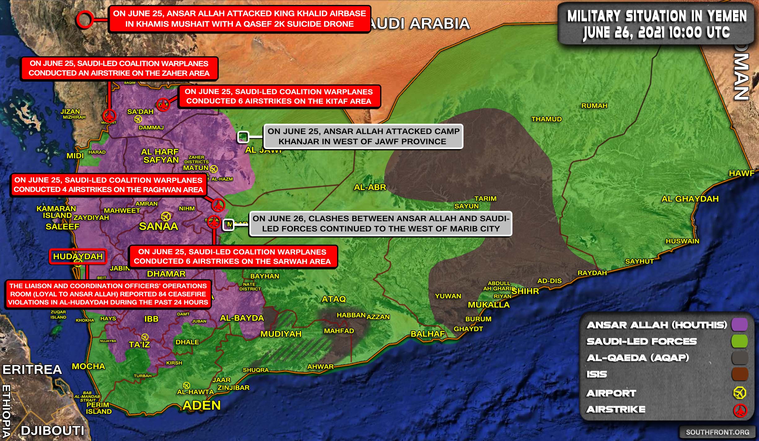 Military Situation In Yemen On June 26, 2021 (Map Update)