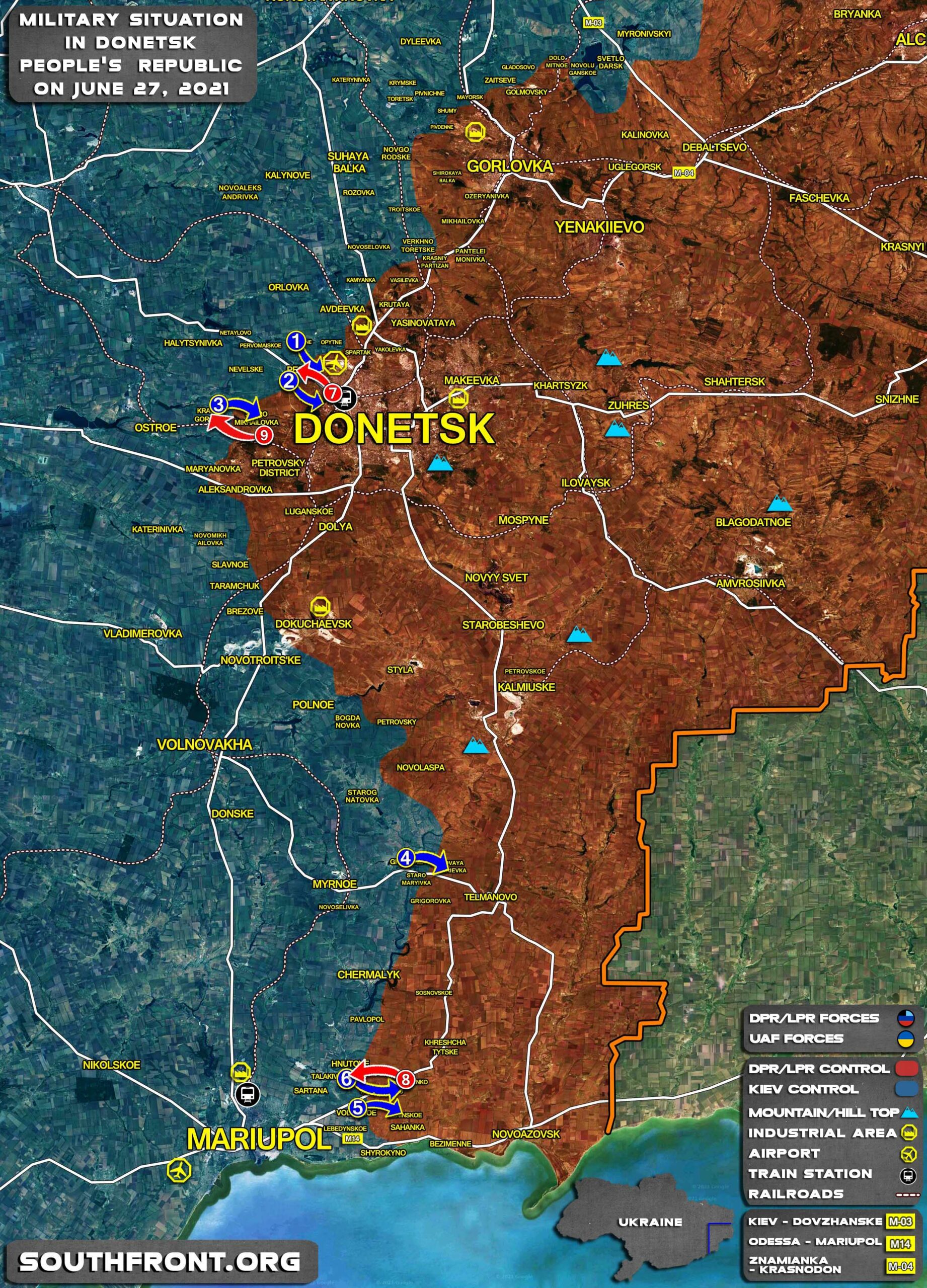 Military Situation In Donetsk People’s Republic On June 27, 2021 (Map Update)