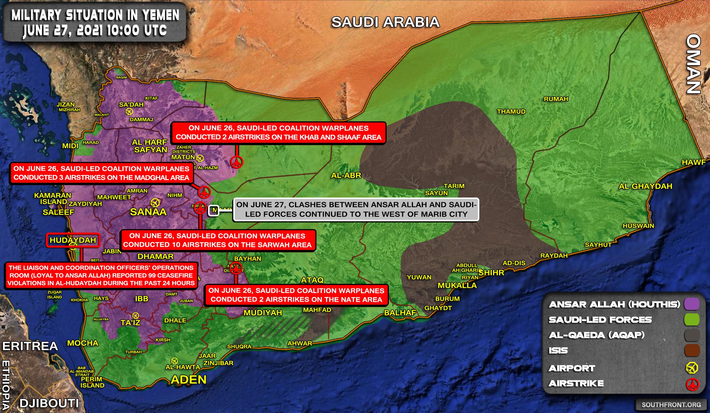 Military Situation In Yemen On June 27, 2021 (Map Update)