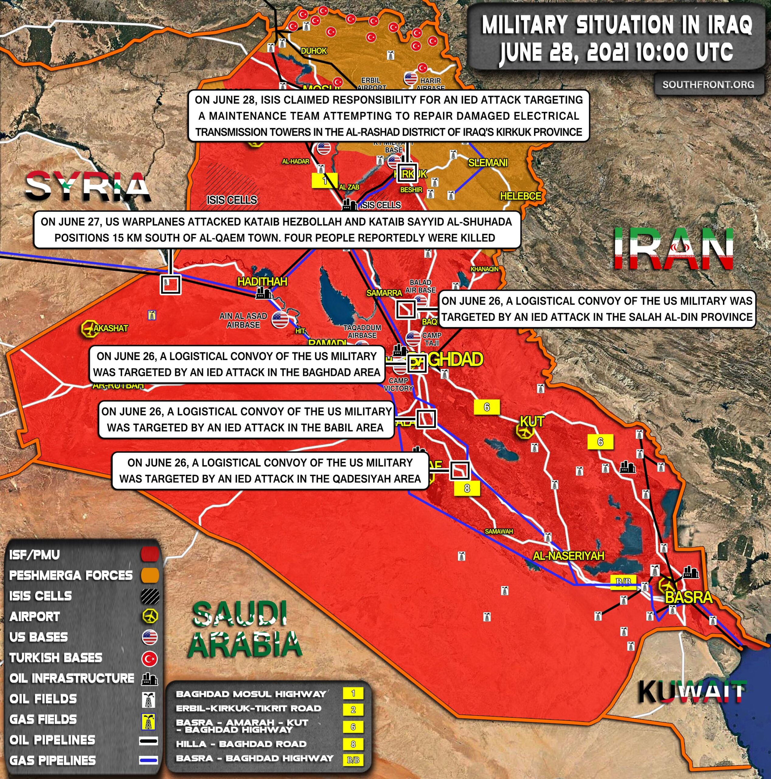 Military Situation In Iraq On June 28, 2021 (Map Update)