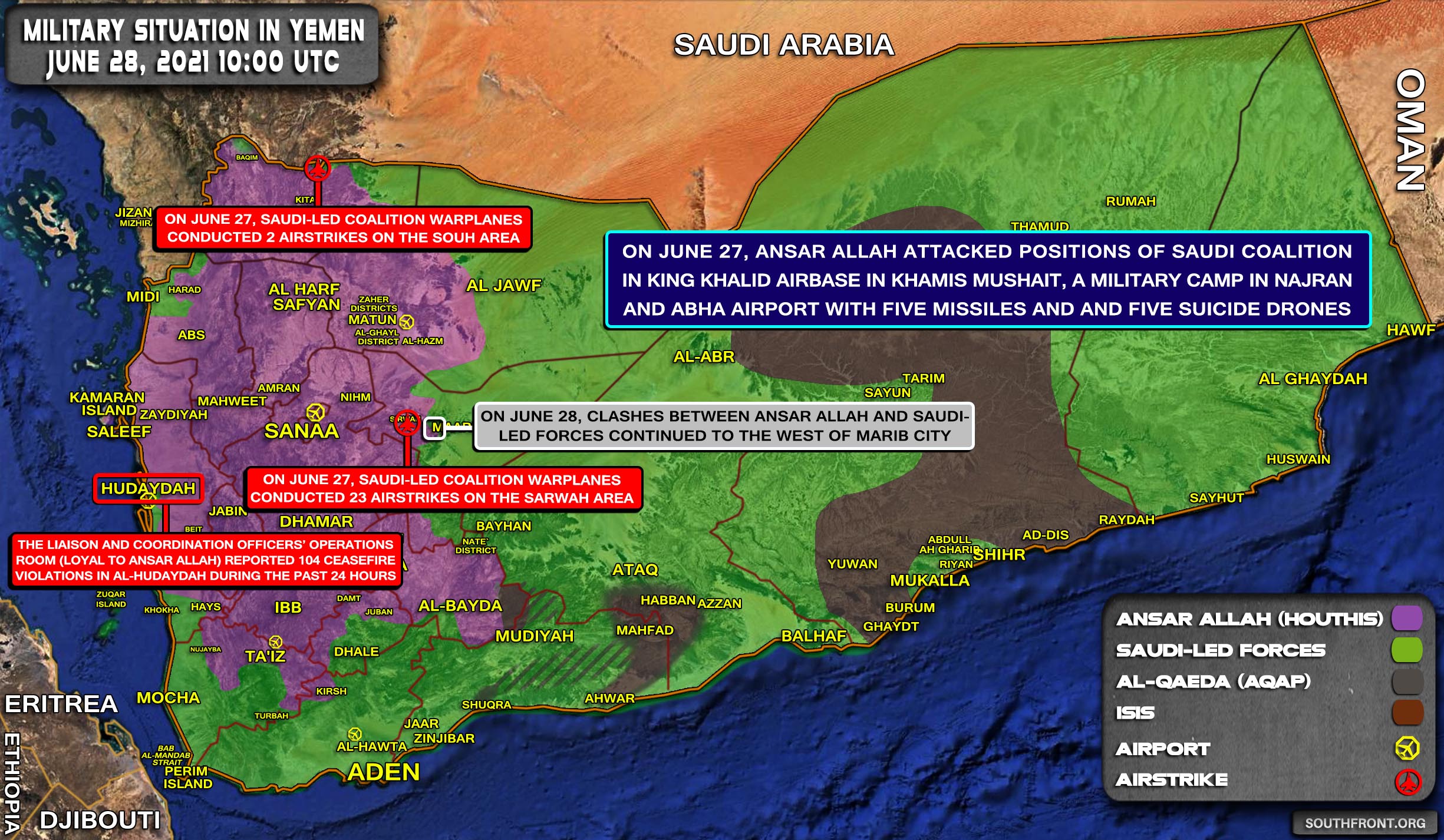 Military Situation In Yemen On June 28, 2021 (Map Update)