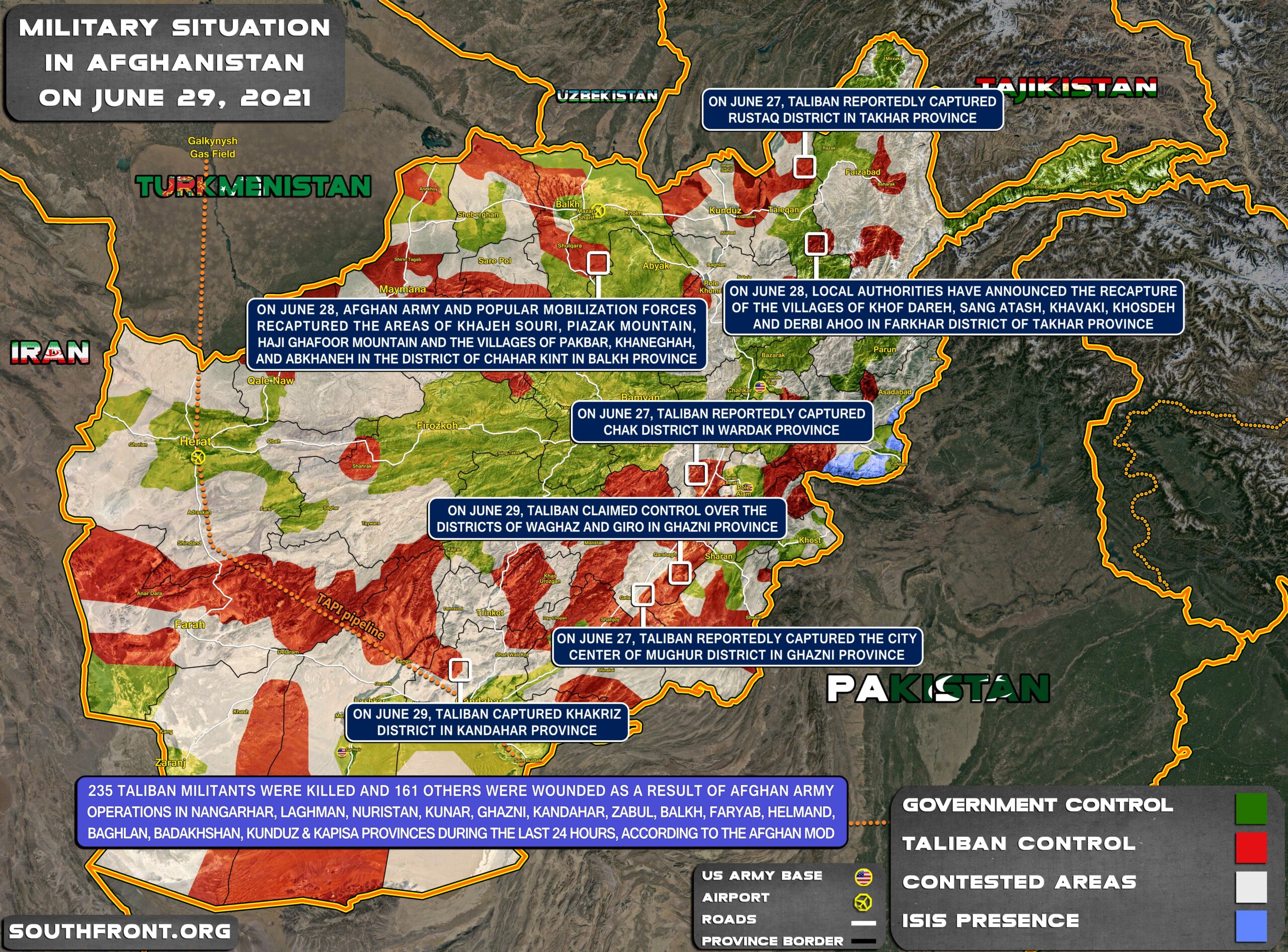 Military Situation In Afghanistan On June 29, 2021 (Map Update)