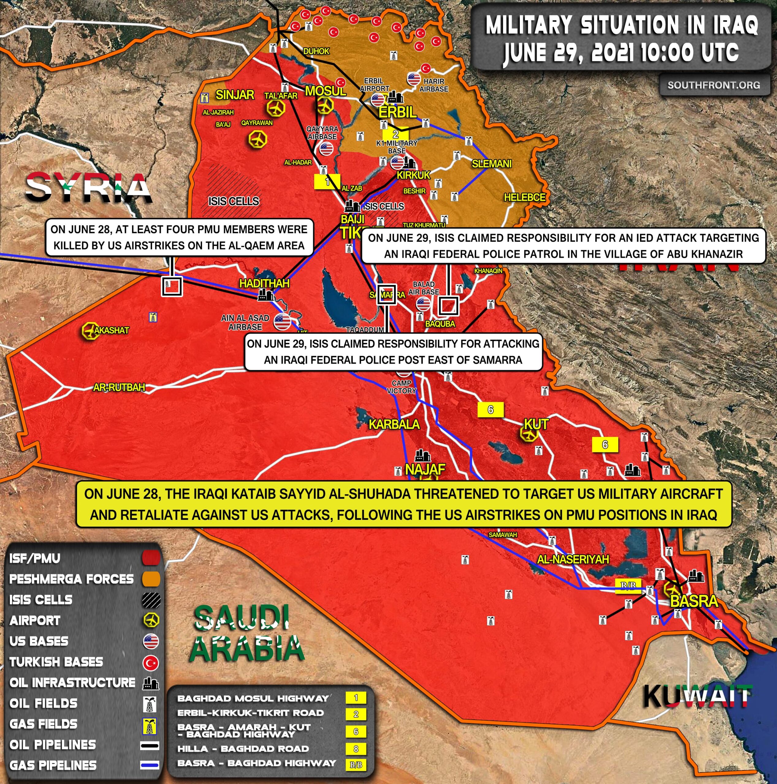 Military Situation In Iraq On June 29, 2021 (Map Update)