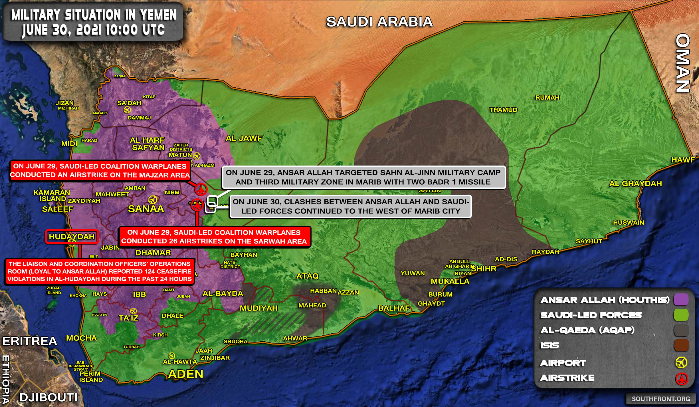 Military Situation In Yemen On June 30, 2021 (Map Update)