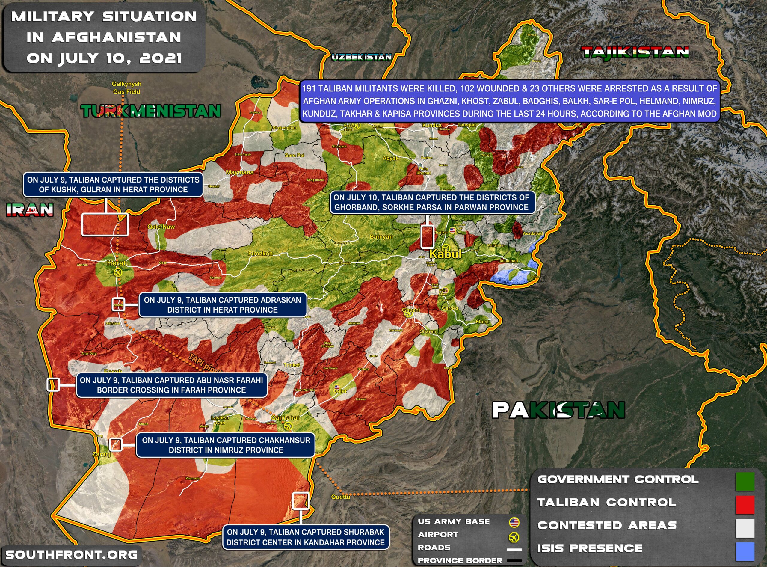 Military Situation In Afghanistan On July 10, 2021 (Map Update)