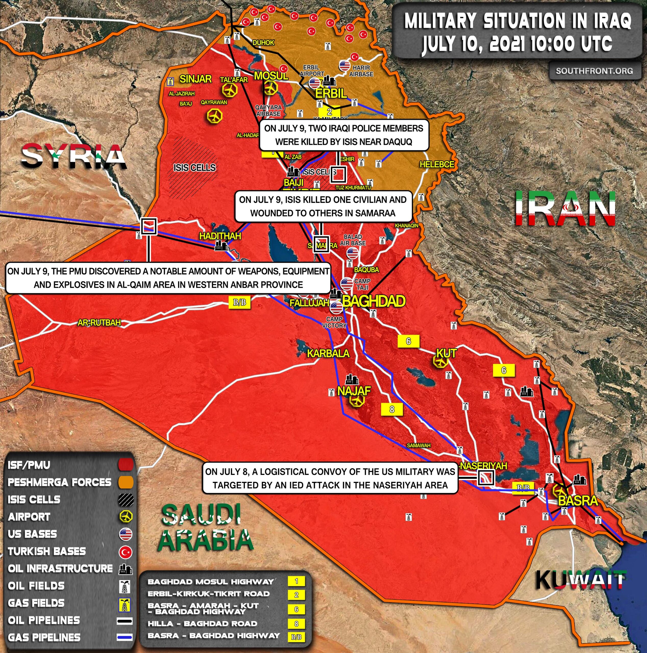 Military Situation In Iraq On July 10, 2021 (Map Update)