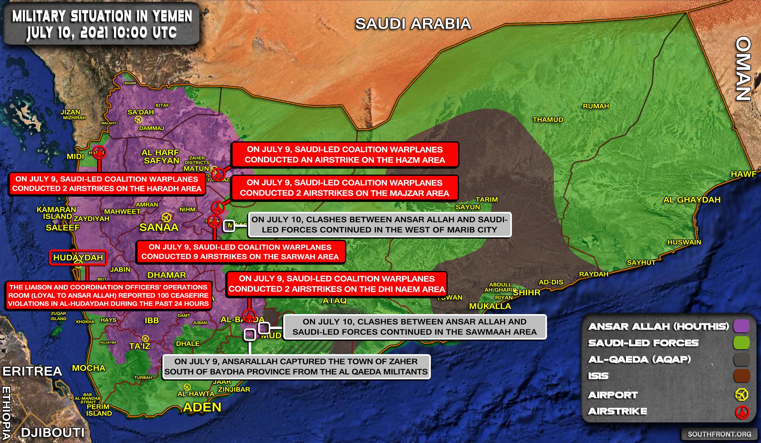 Military Situation In Yemen On July 10, 2021 (Map Update)