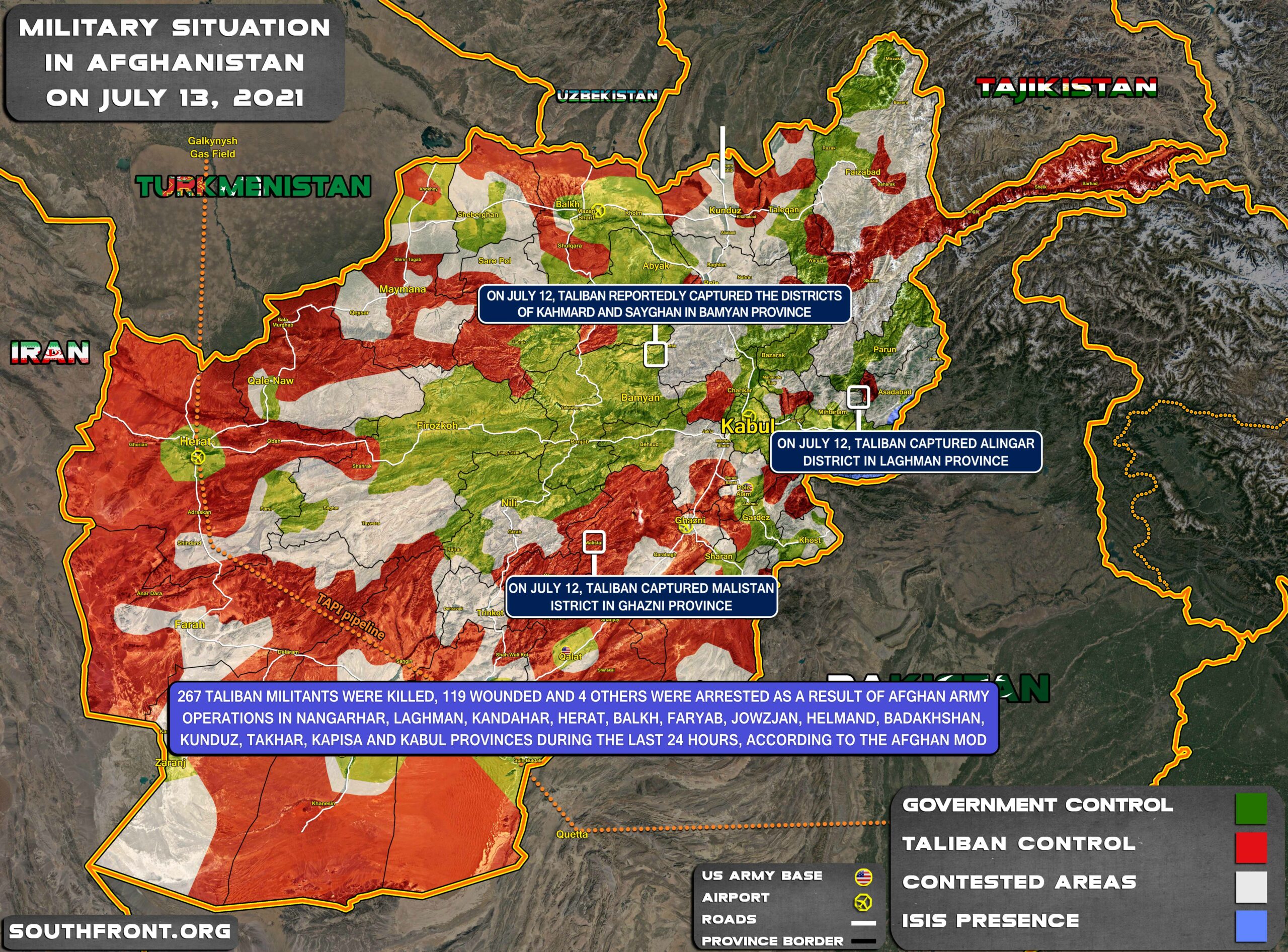 Military Situation In Afghanistan On July 13, 2021 (Map Update)