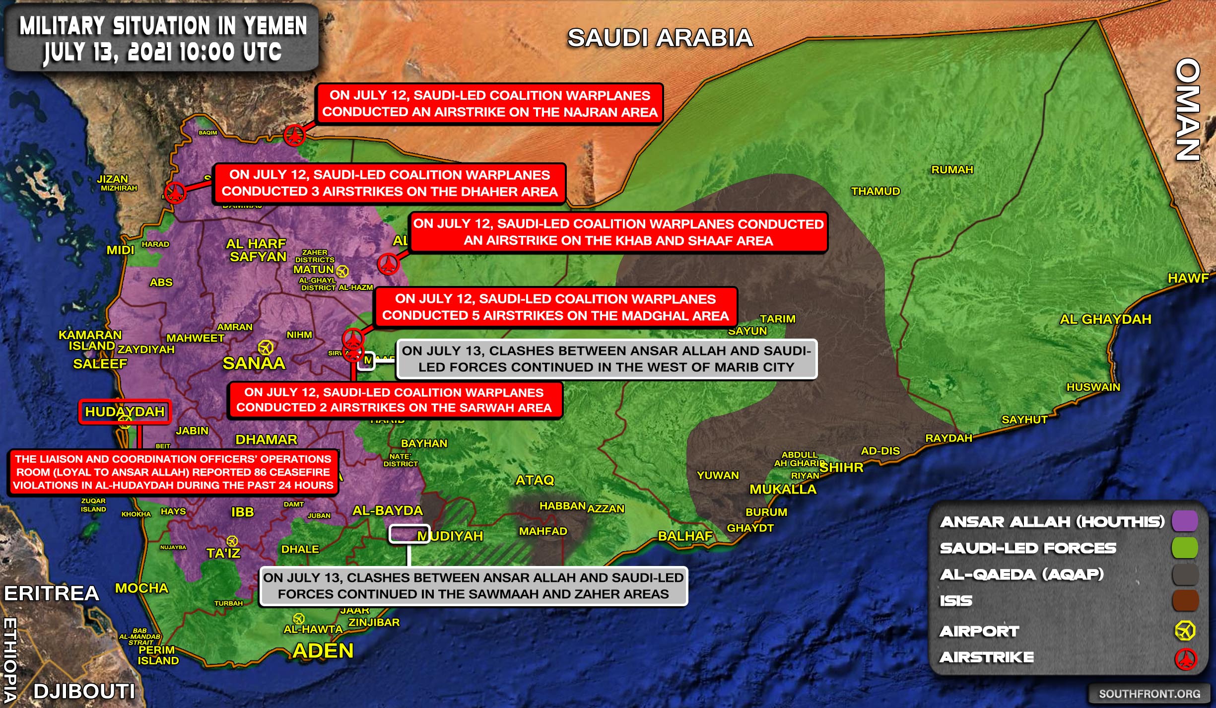 Military Situation In Yemen On July 13, 2021 (Map Update)