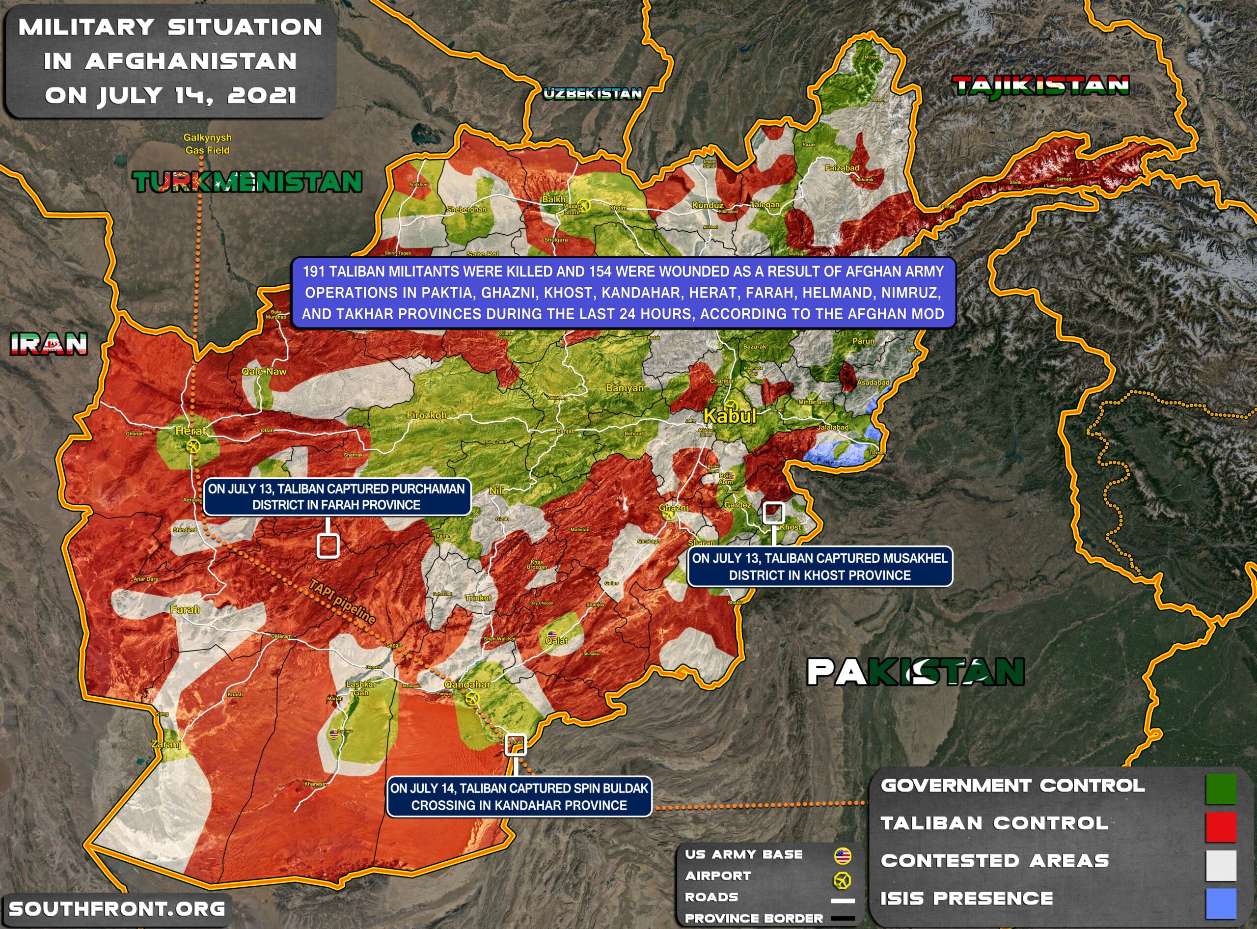 Military Situation In Afghanistan On July 14, 2021 (Map Update)