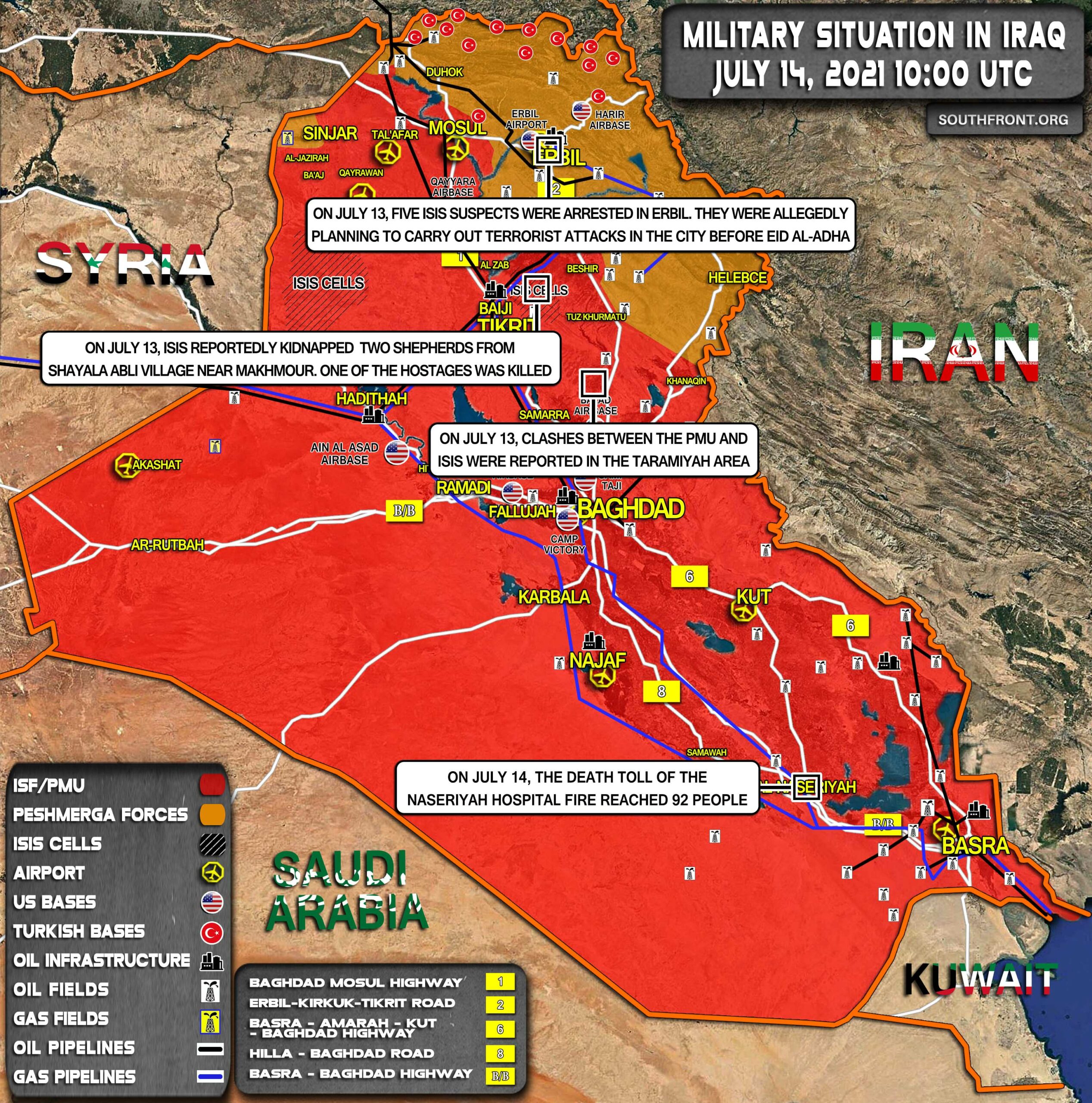 Military Situation In Iraq On July 14, 2021 (Map Update)