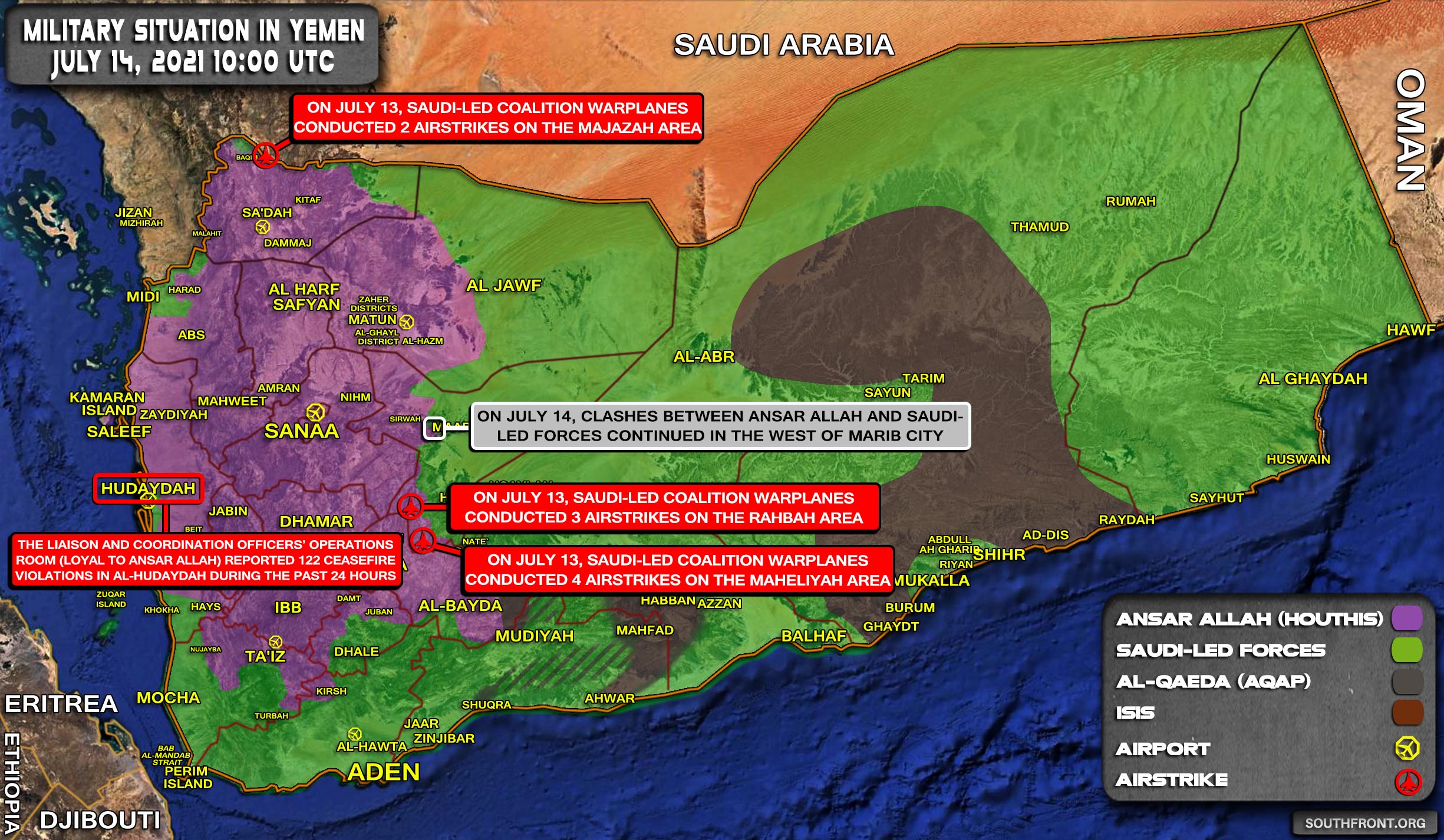 Military Situation In Yemen On July 14, 2021 (Map Update)