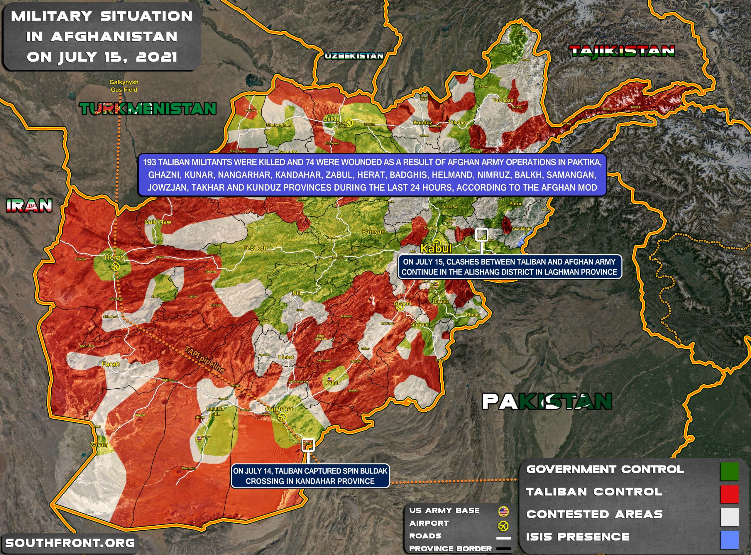 Military Situation In Afghanistan On July 15, 2021 (Map Update)