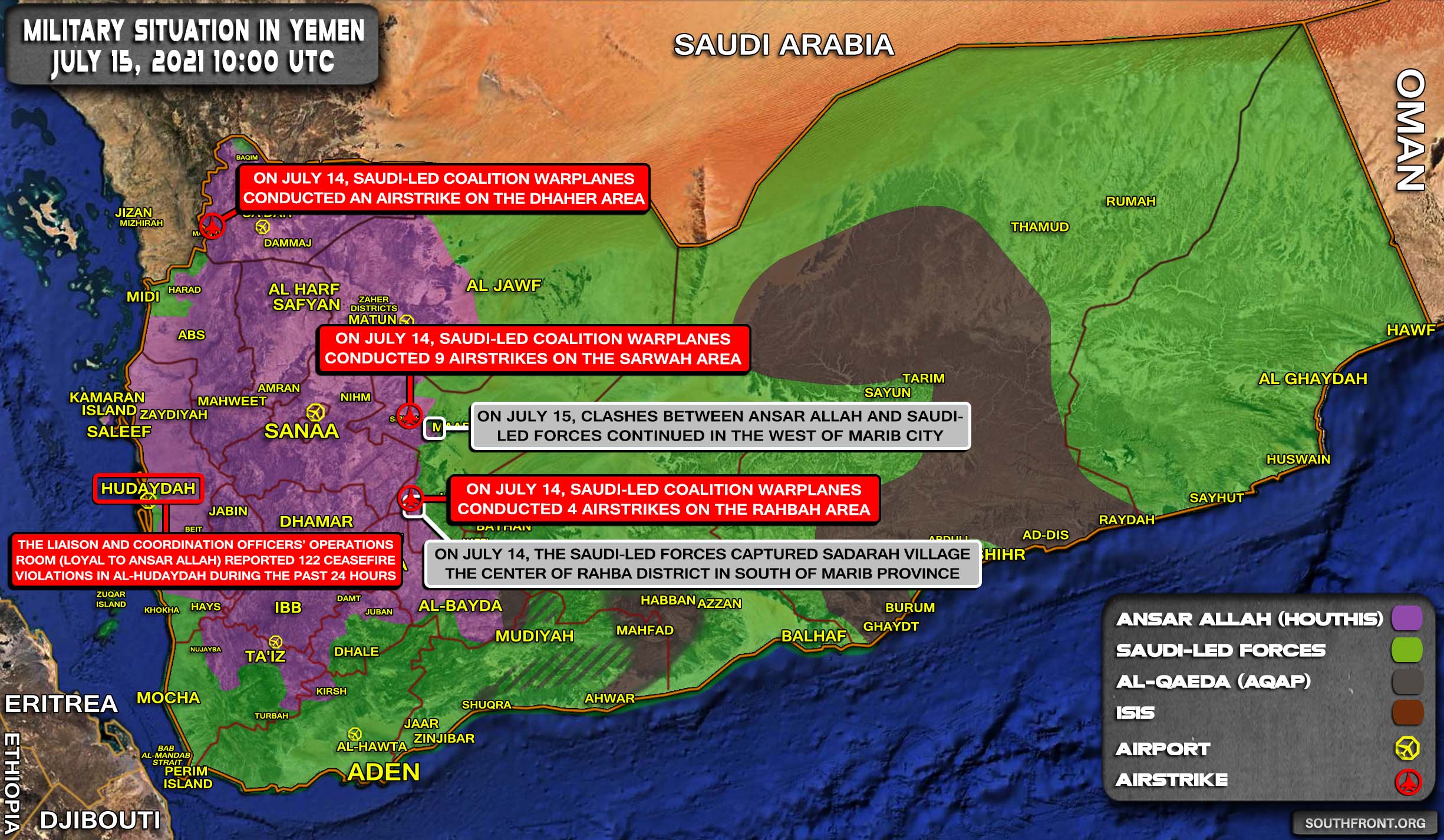 Military Situation In Yemen On July 15, 2021 (Map Update)