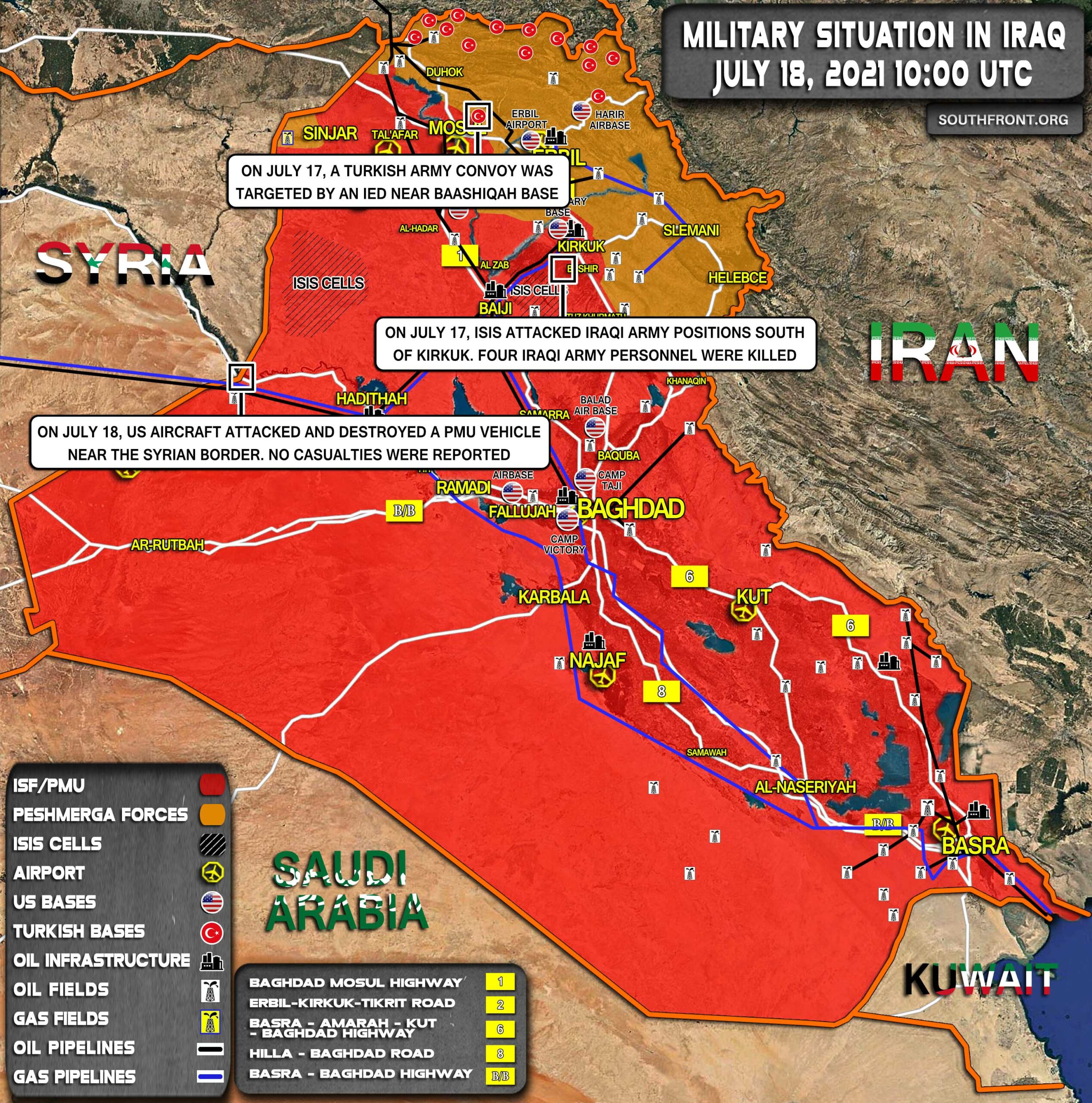 Military Situation In Iraq On July 18, 2021 (Map Update)