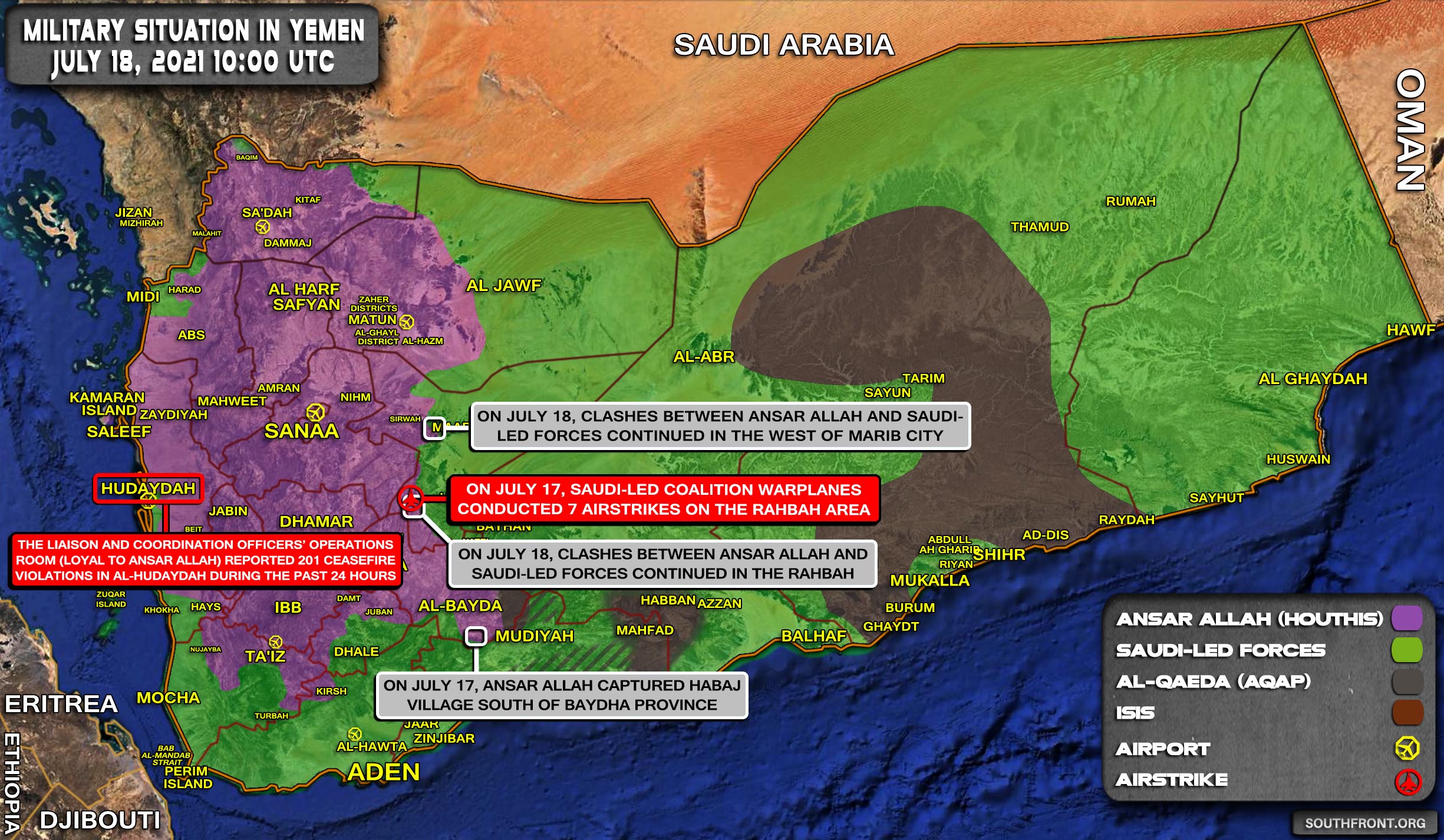 Military Situation In Yemen On July 18, 2021 (Map Update)