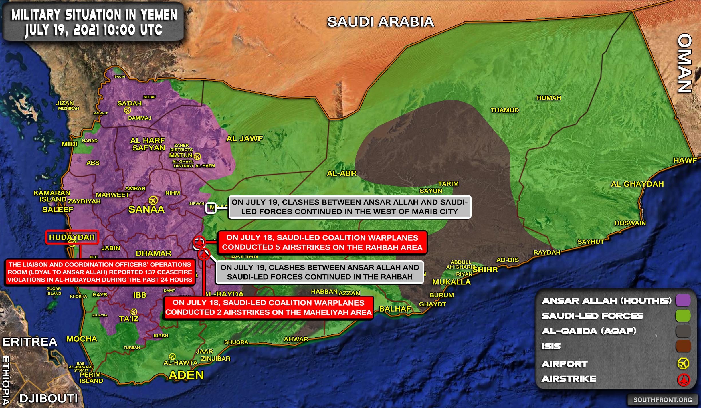 Military Situation In Yemen On July 19, 2021 (Map Update)