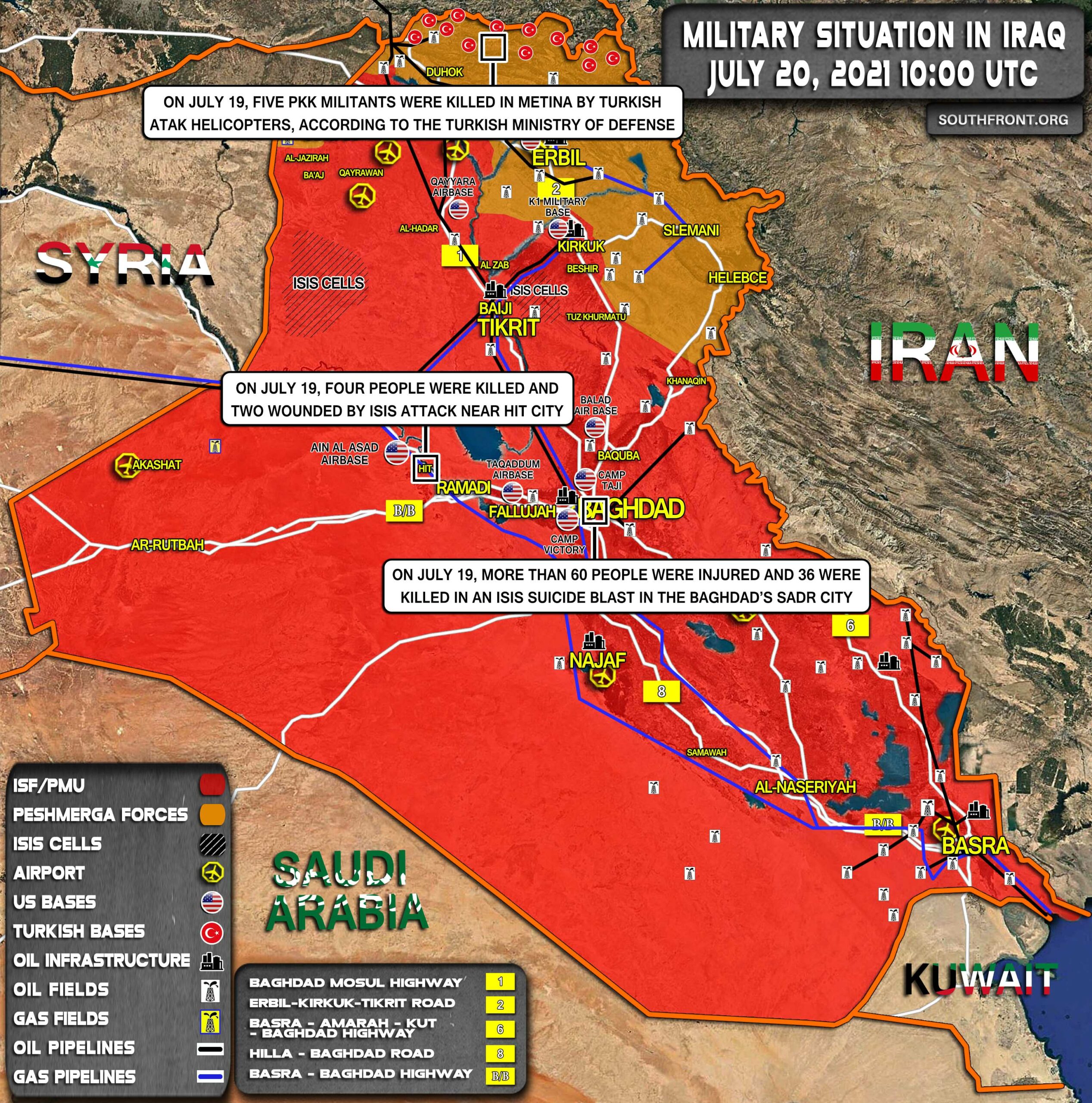 Military Situation In Iraq On July 20, 2021 (Map Update)