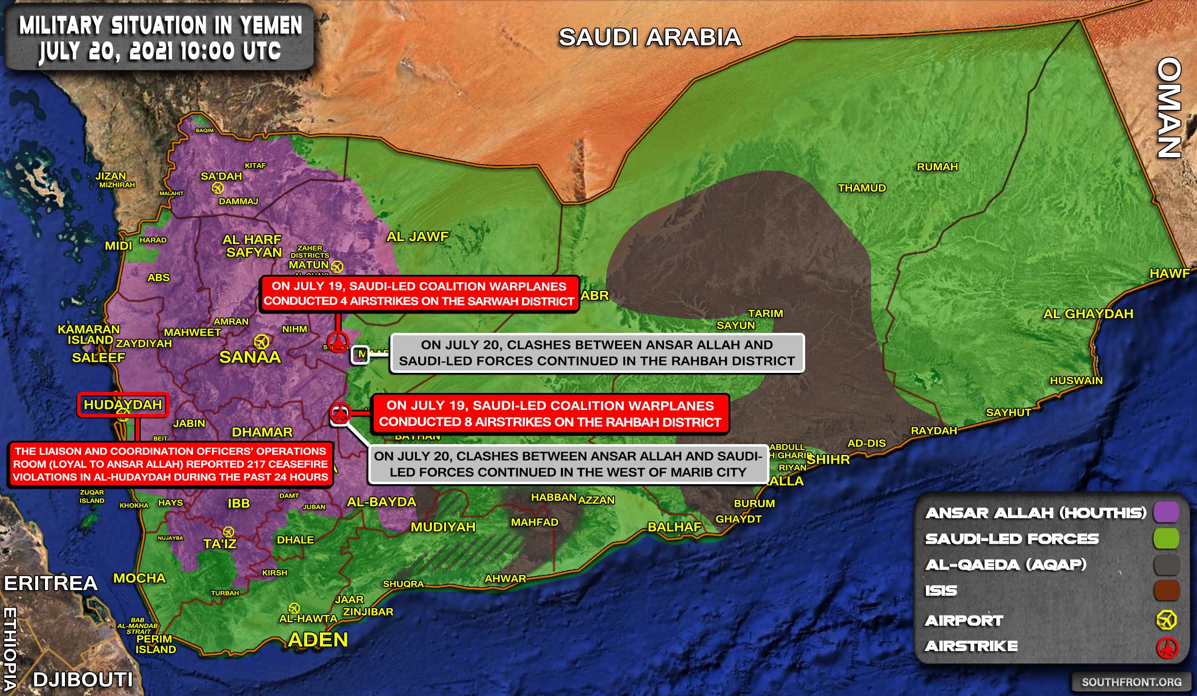 Military Situation In Yemen On July 20, 2021 (Map Update)