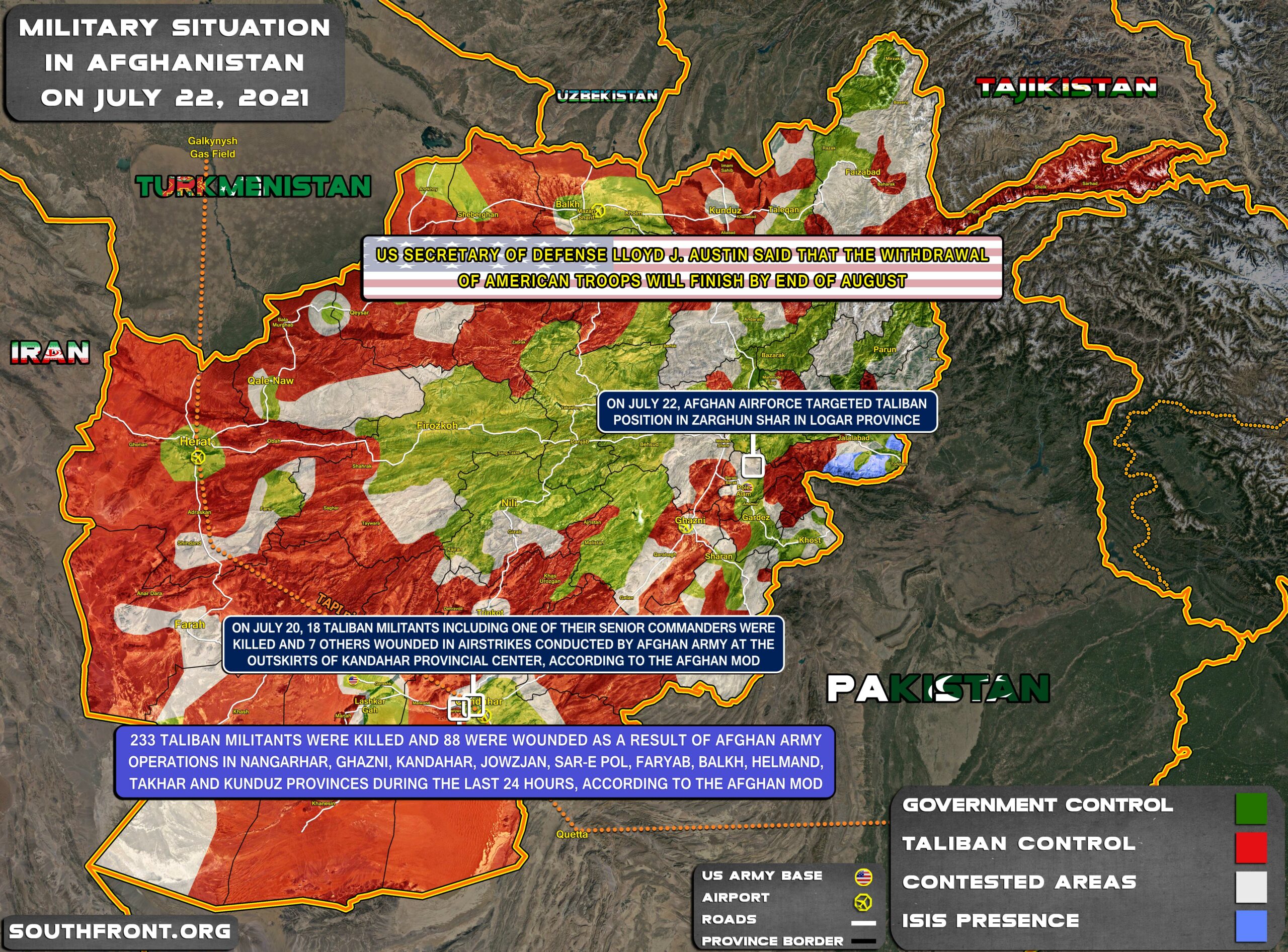 Military Situation In Afghanistan On July 22, 2021 (Map Update)