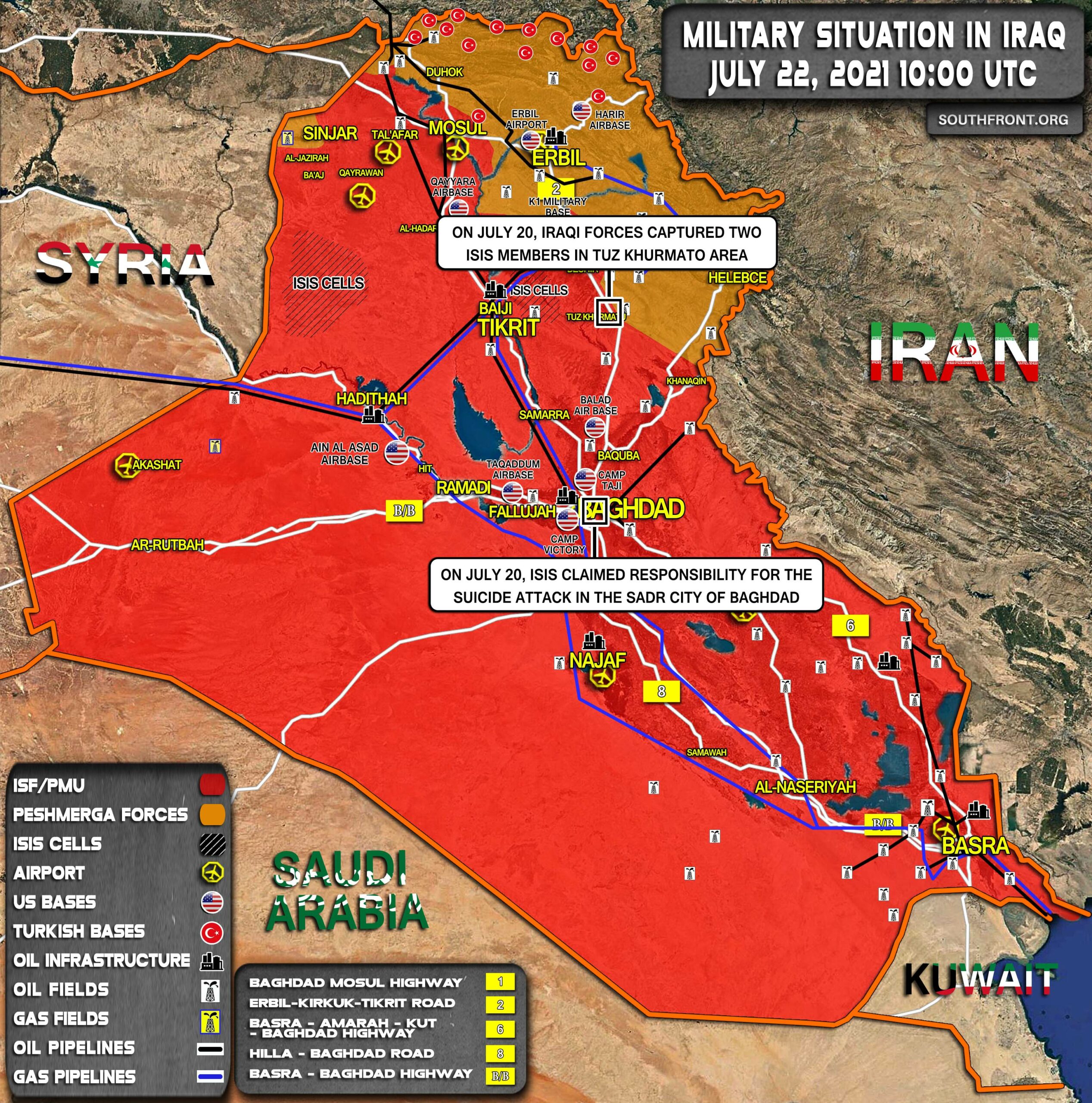 Military Situation In Iraq On July 22, 2021 (Map Update)