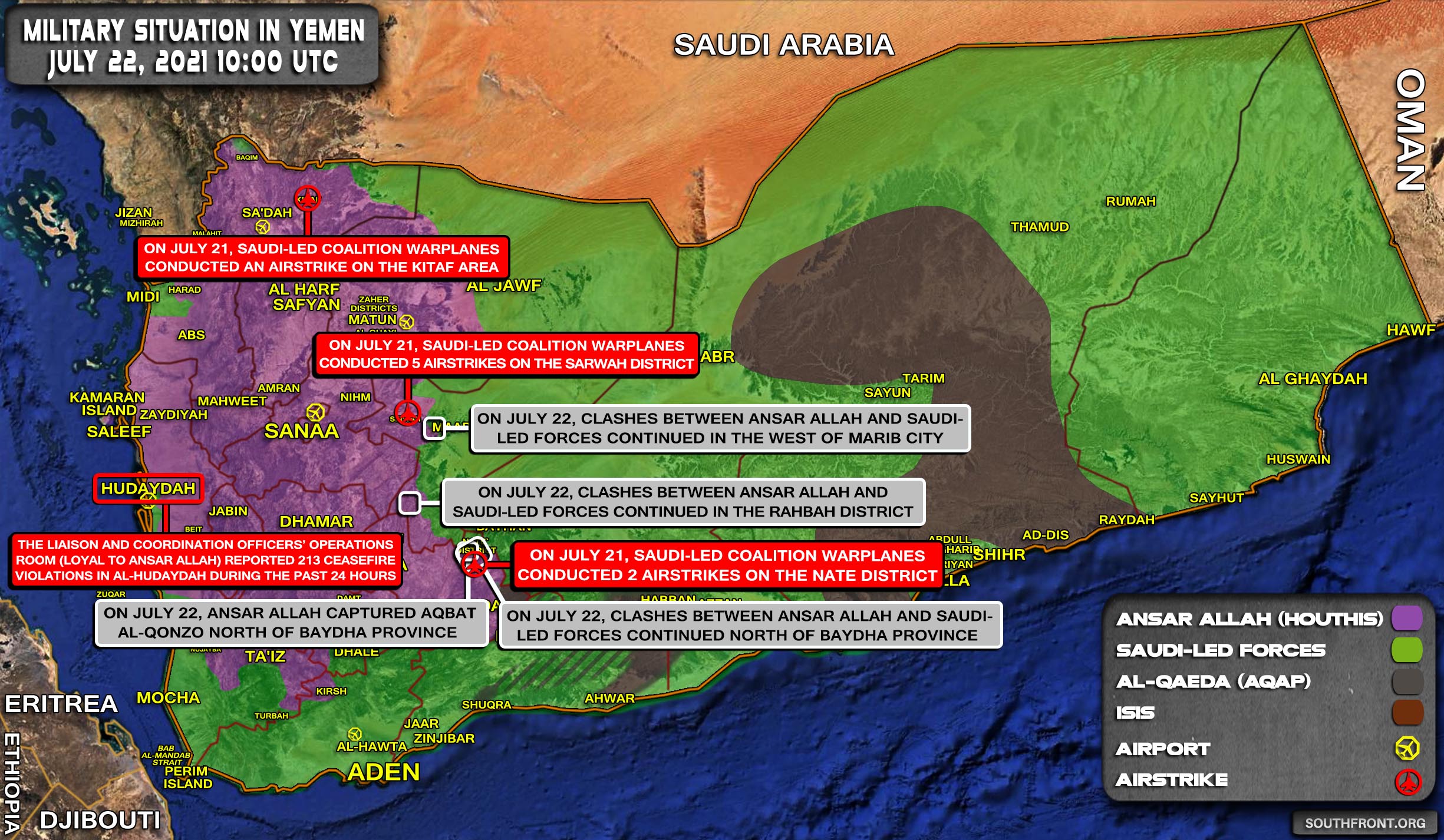 Military Situation In Yemen On July 22, 2021 (Map Update)