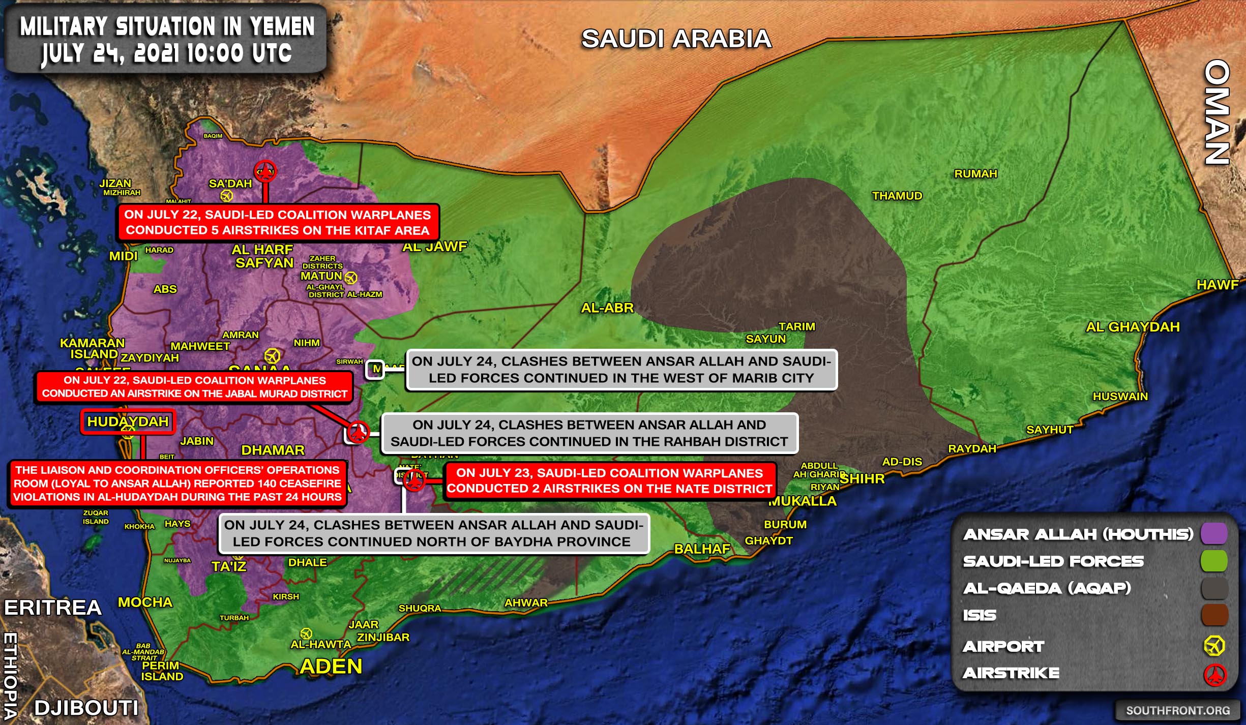 Military Situation In Yemen On July 24, 2021 (Map Update)