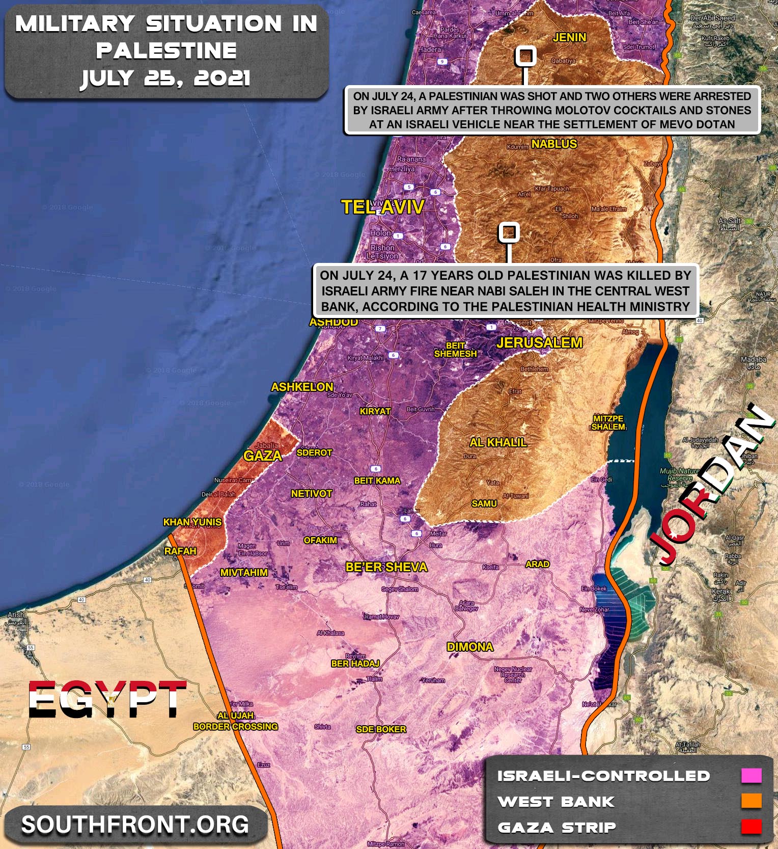 Military Situation In The Gaza Strip And West Bank On June 25, 2021 (Map Update)