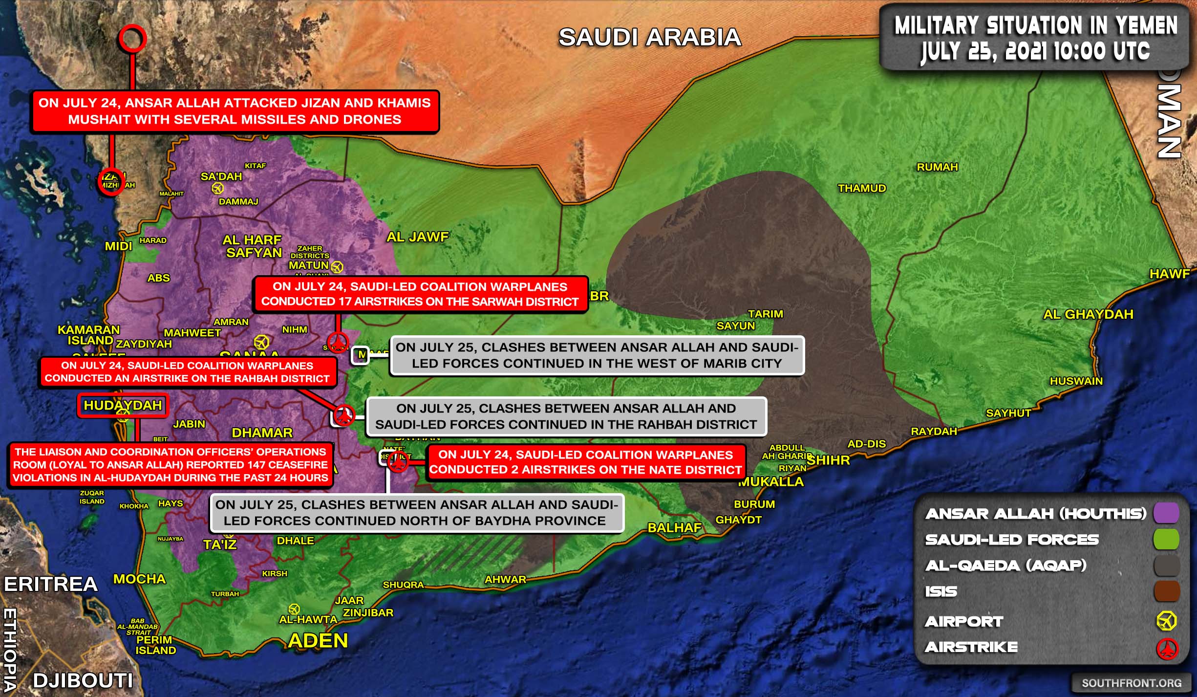 Military Situation In Yemen On July 25, 2021 (Map Update)