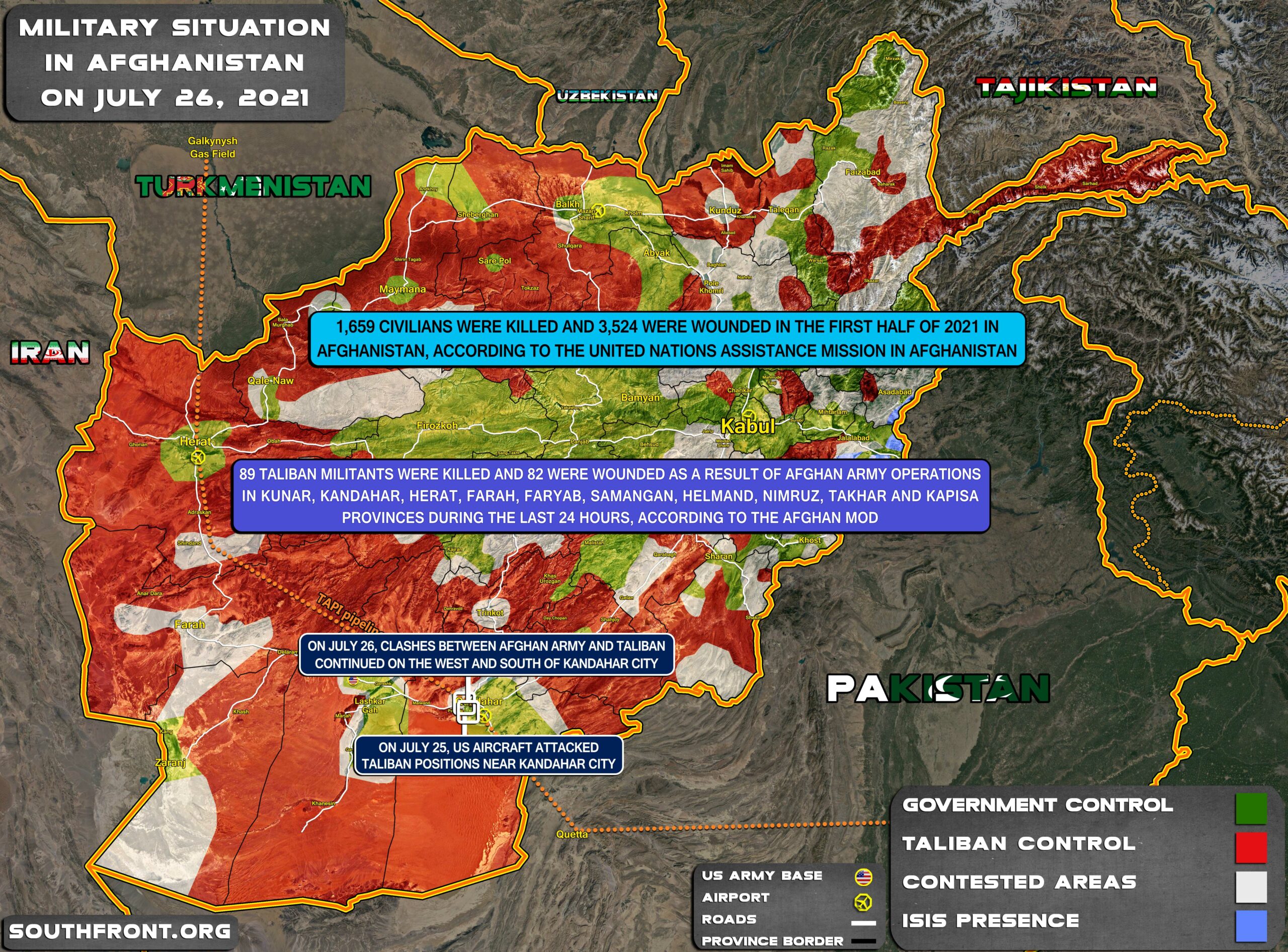 Military Situation In Afghanistan On July 26, 2021 (Map Update)