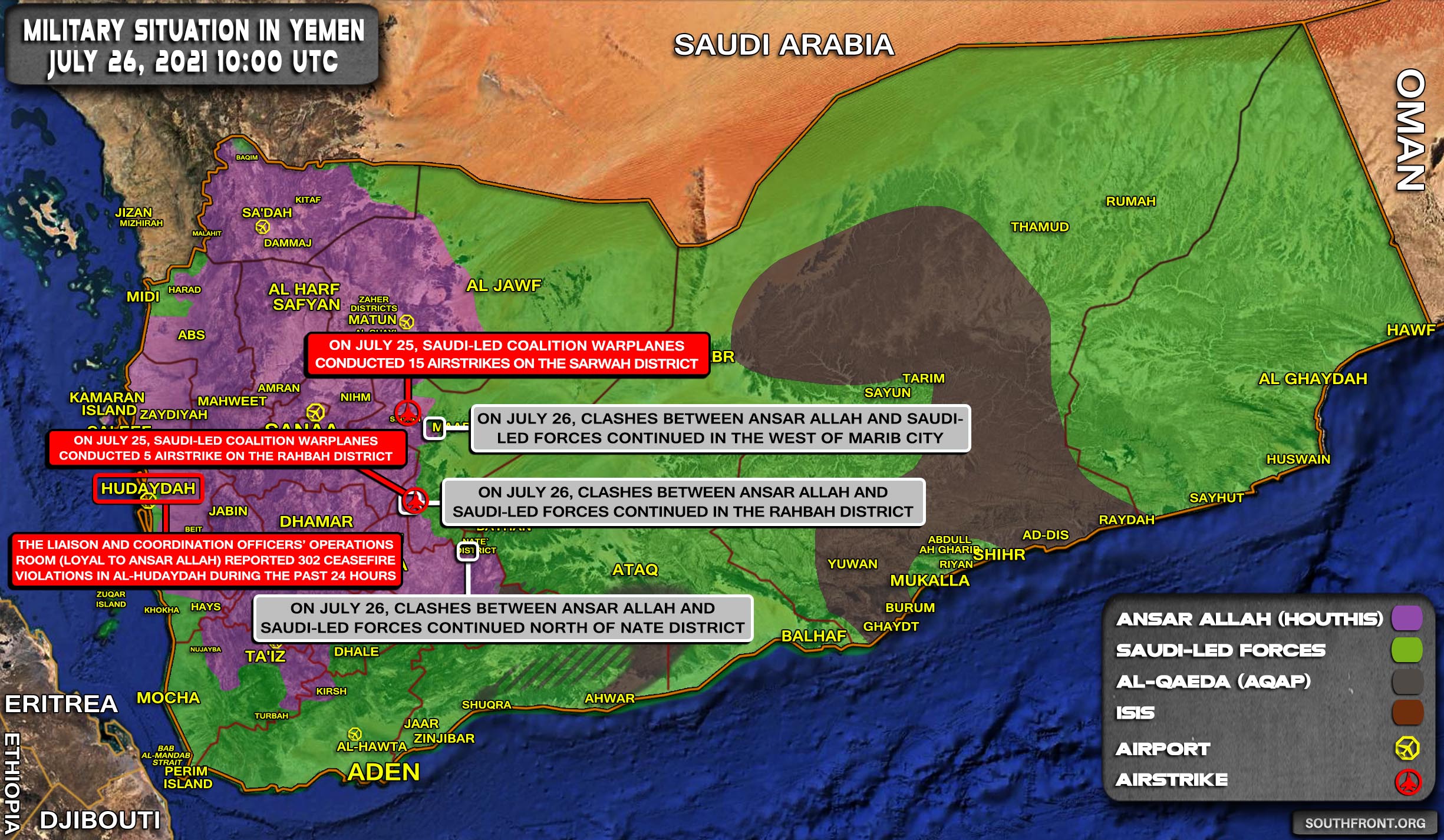 Military Situation In Yemen On July 26, 2021 (Map Update)