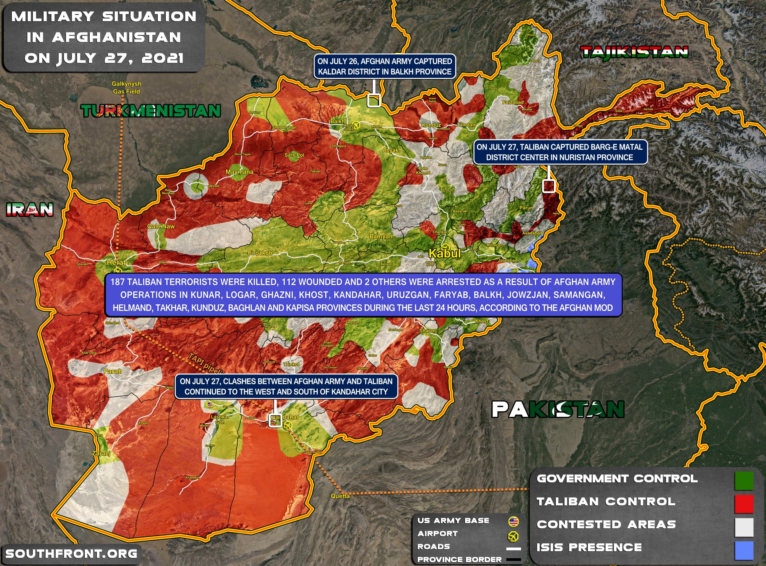 Military Situation In Afghanistan On July 27, 2021 (Map Update)