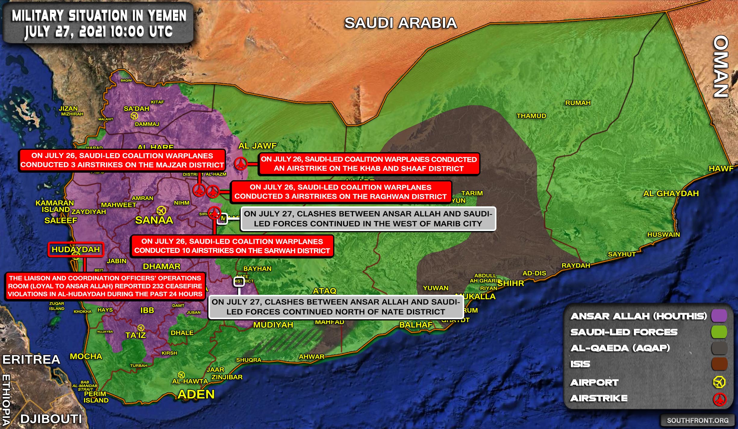 Military Situation In Yemen On July 27, 2021 (Map Update)