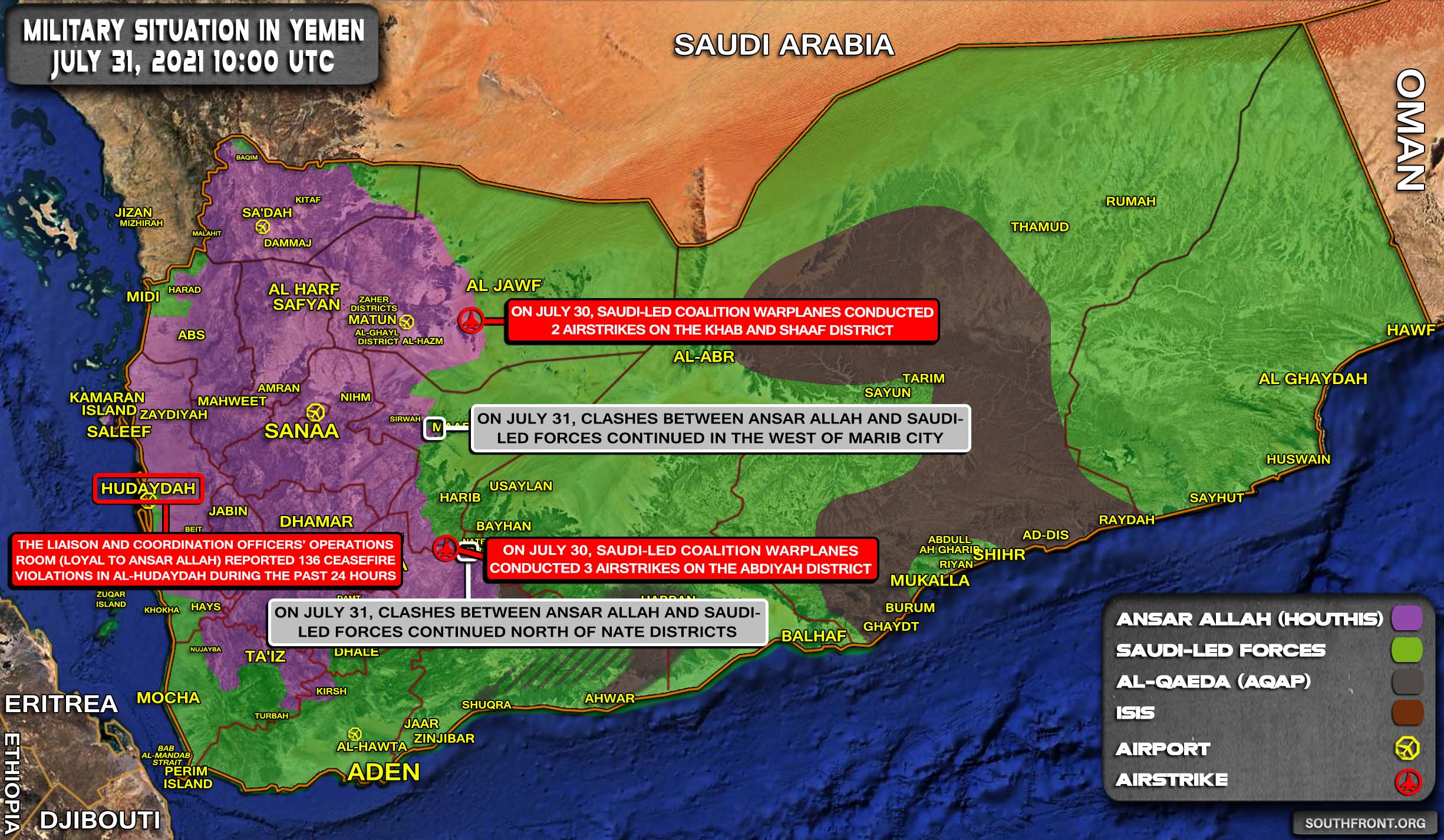 Military Situation In Yemen On July 31, 2021 (Map Update)