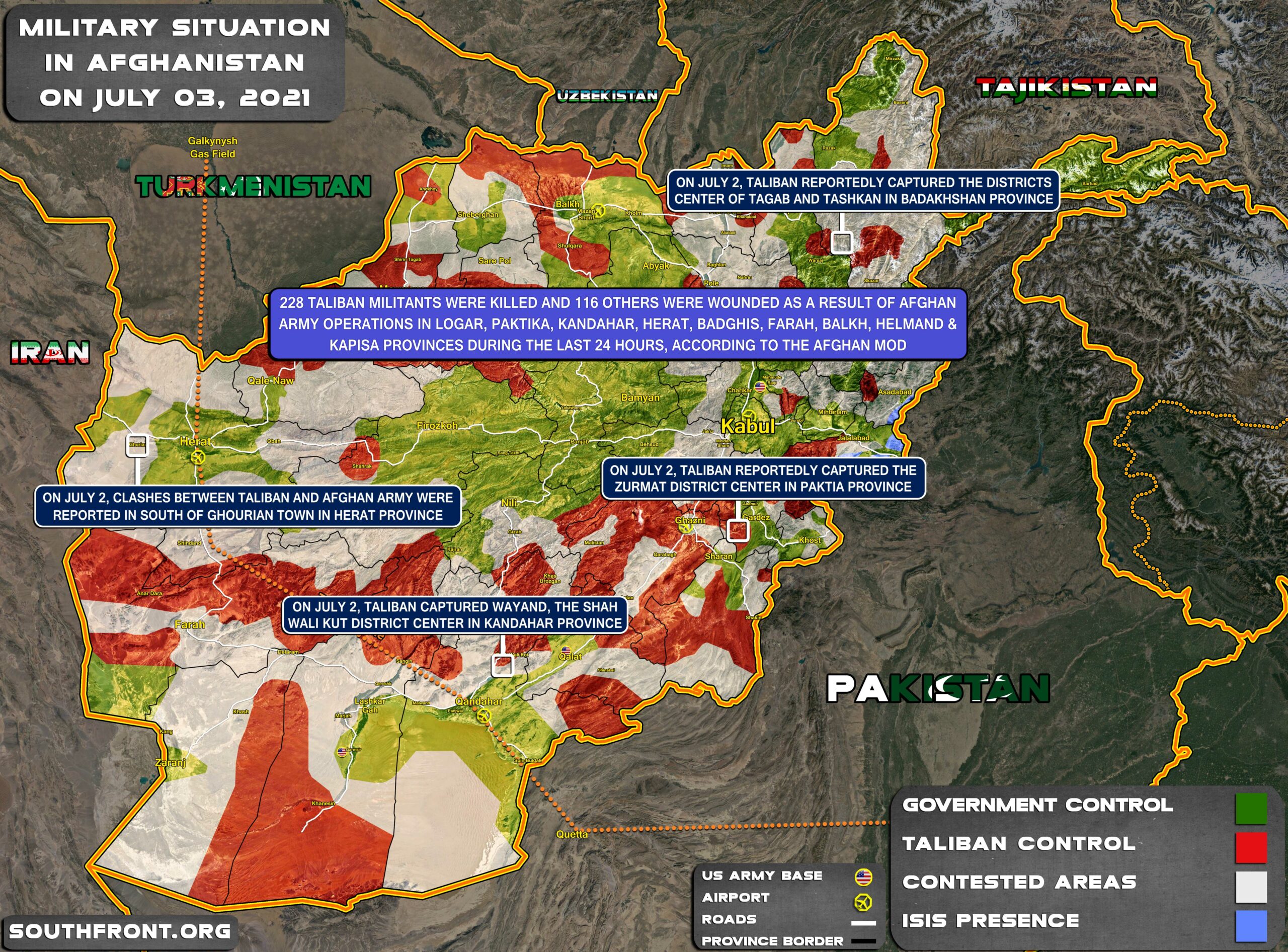 Military Situation In Afghanistan On July 3, 2021 (Map Update)