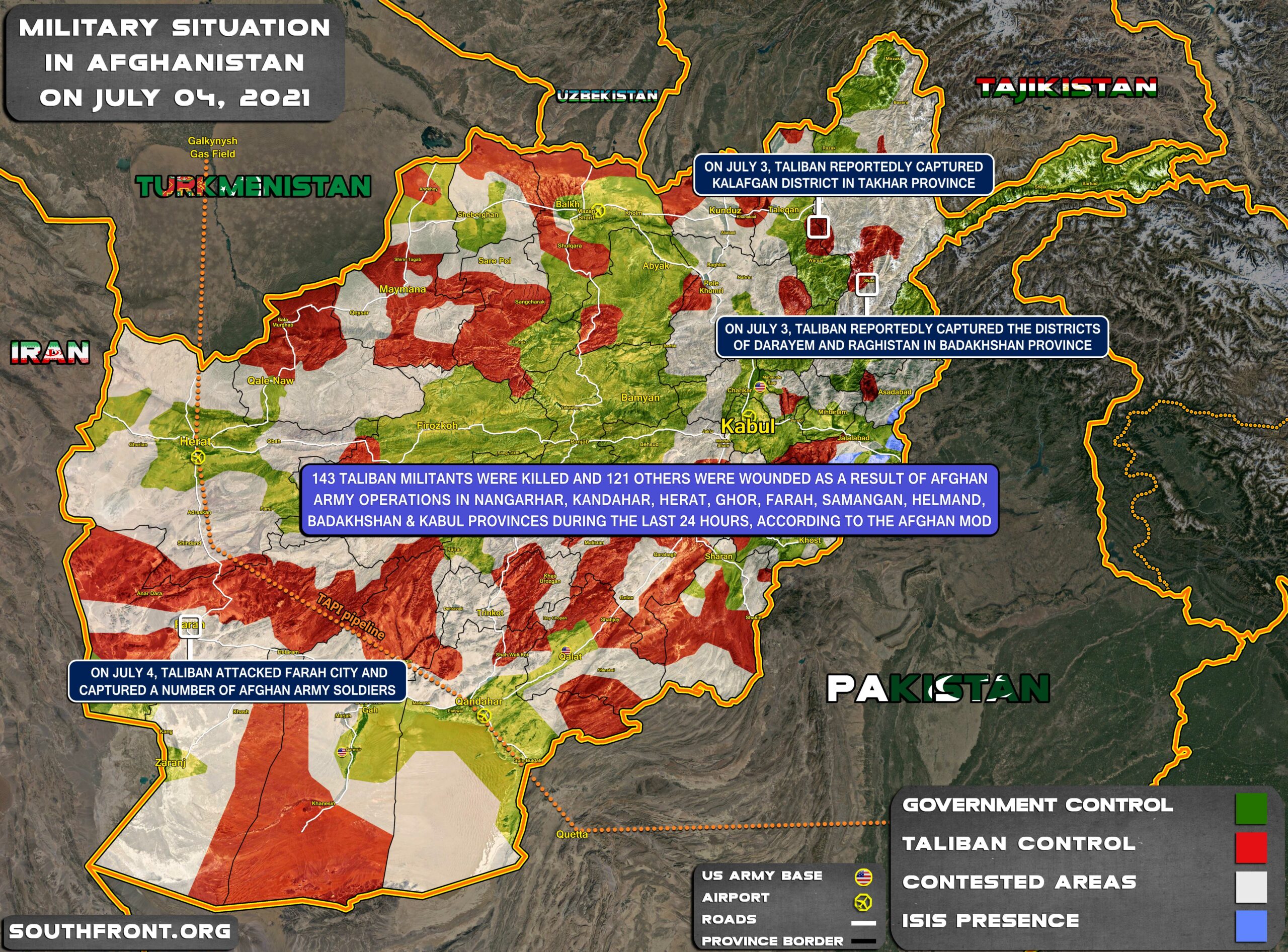 Military Situation In Afghanistan On July 4, 2021 (Map Update)