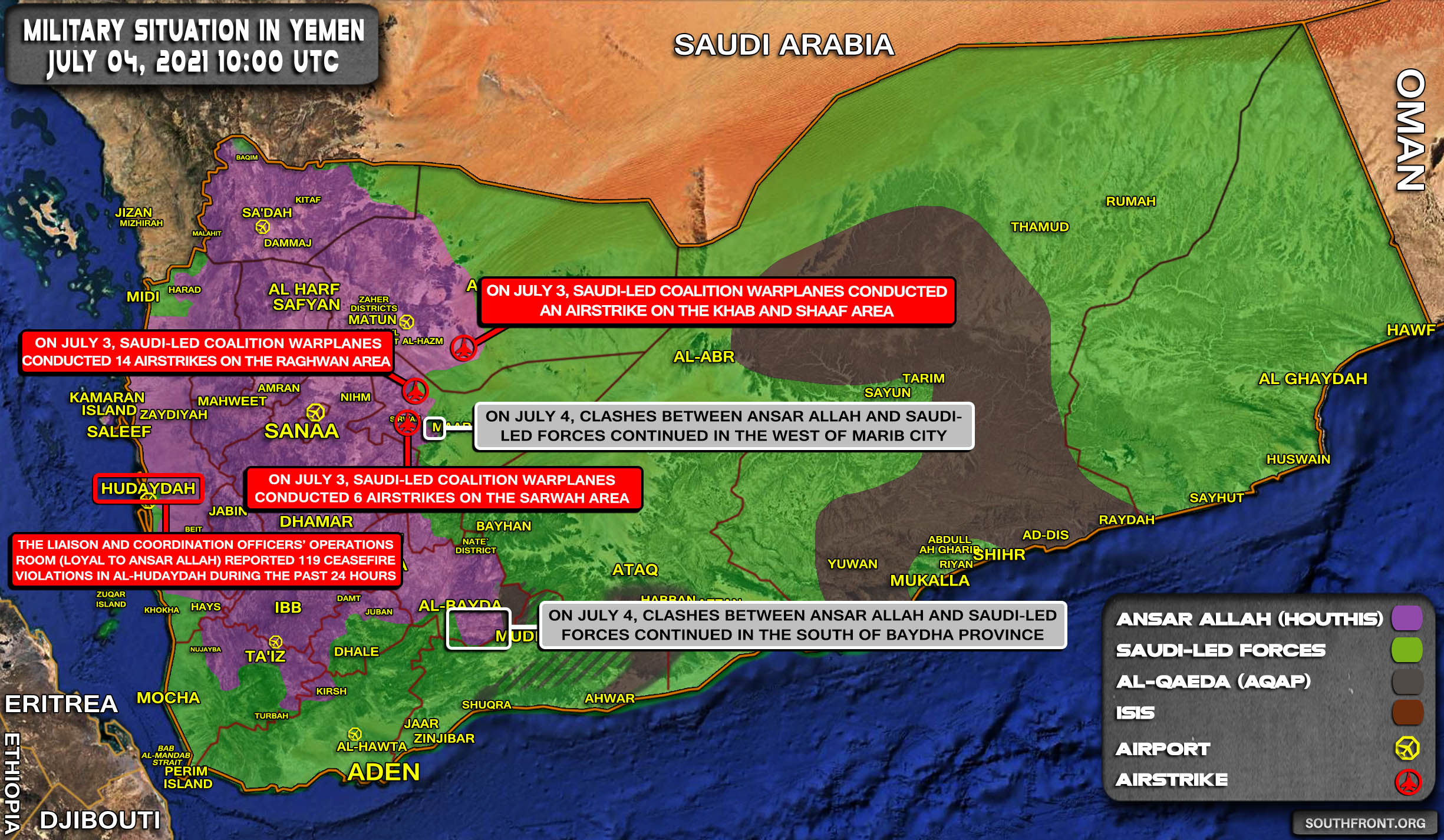 Military Situation In Yemen On July 4, 2021 (Map Update)