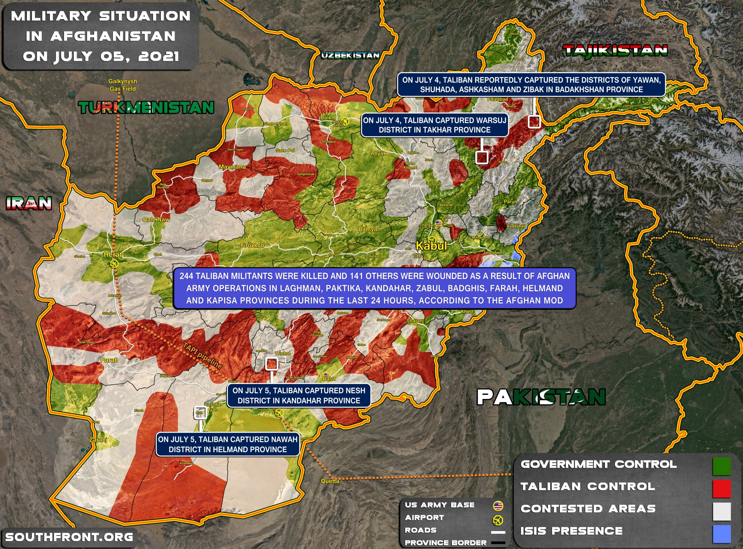 Military Situation In Afghanistan On July 5, 2021 (Map Update)