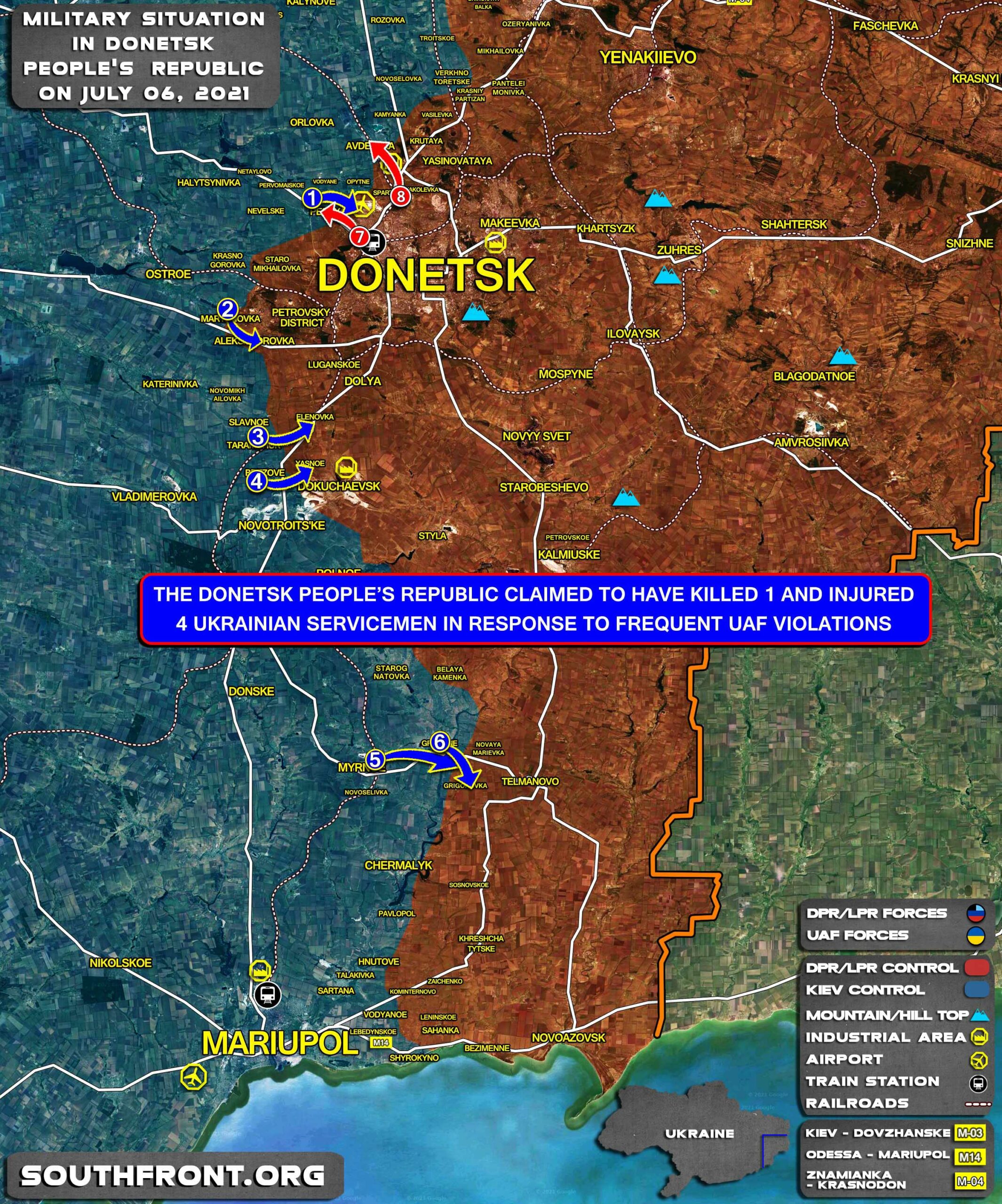 Military Situation In Donetsk People’s Republic On July 6, 2021 (Map Update)