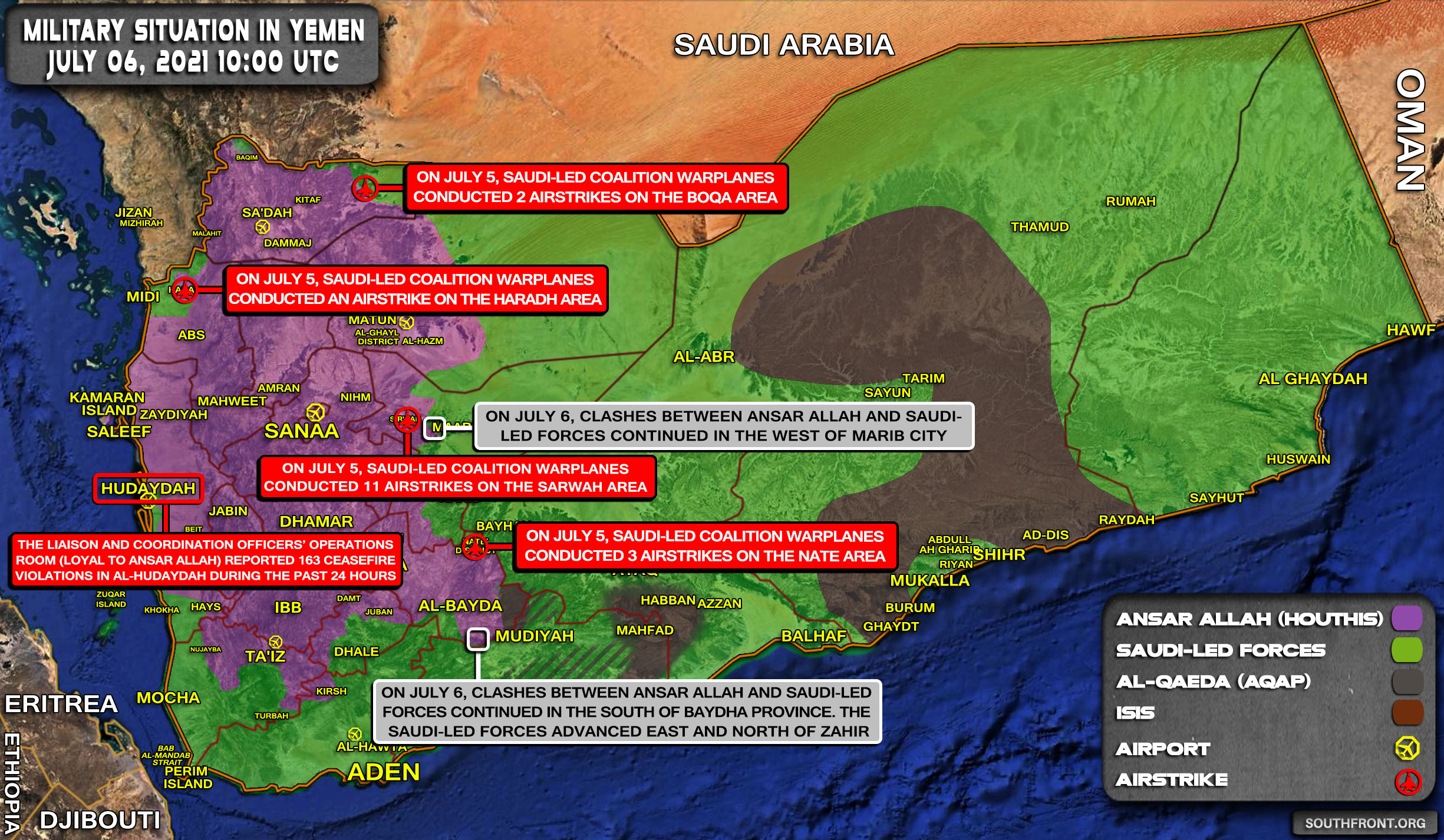 Military Situation In Yemen On July 6, 2021 (Map Update)