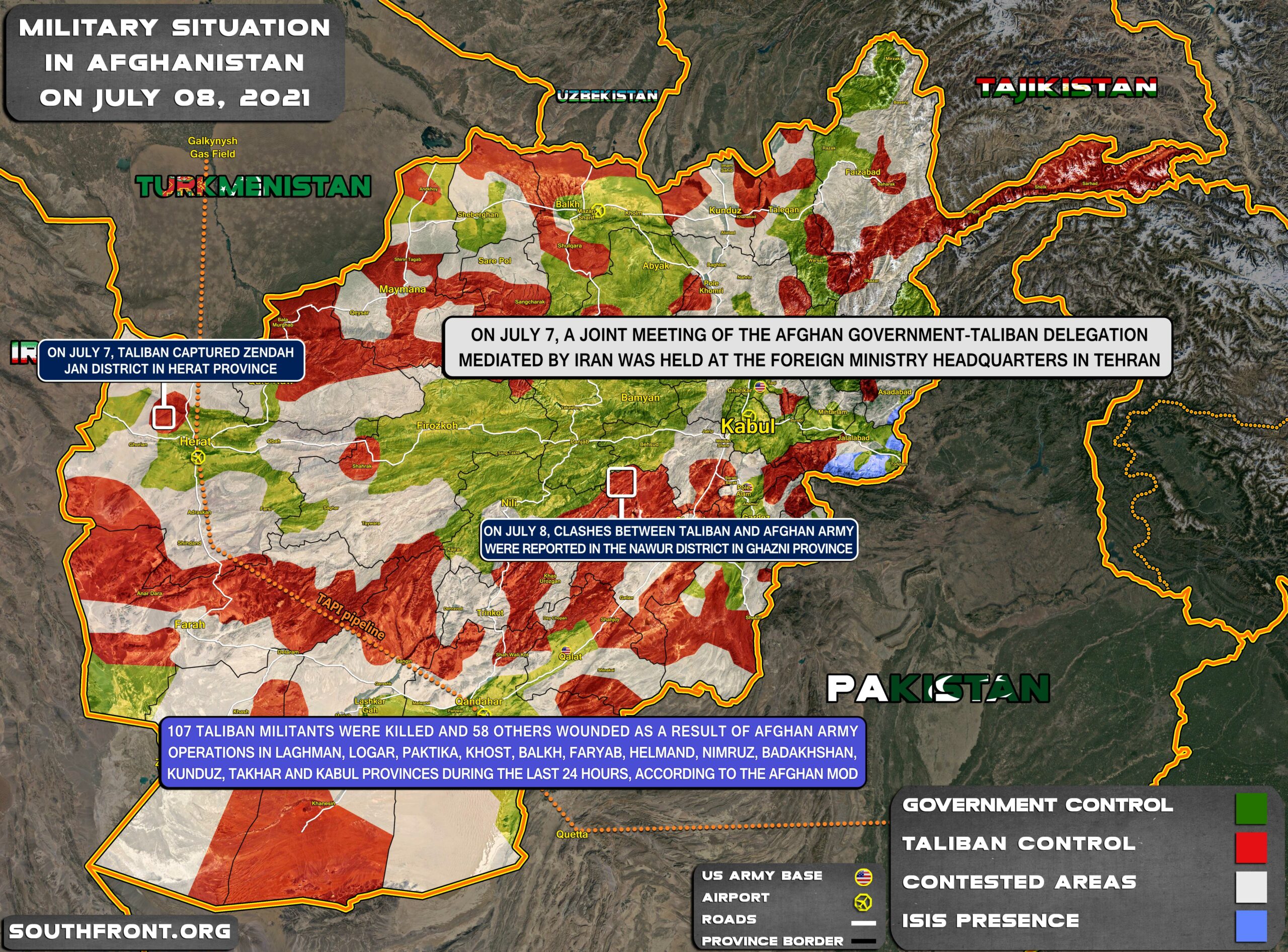 Military Situation In Afghanistan On July 8, 2021 (Map Update)