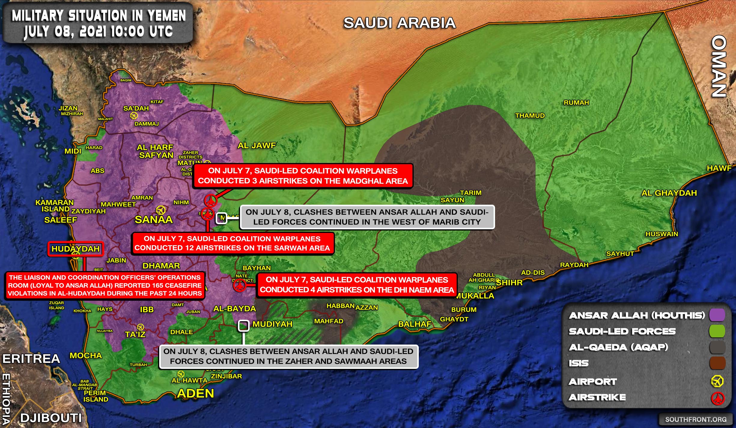 Military Situation In Yemen On July 8, 2021 (Map Update)