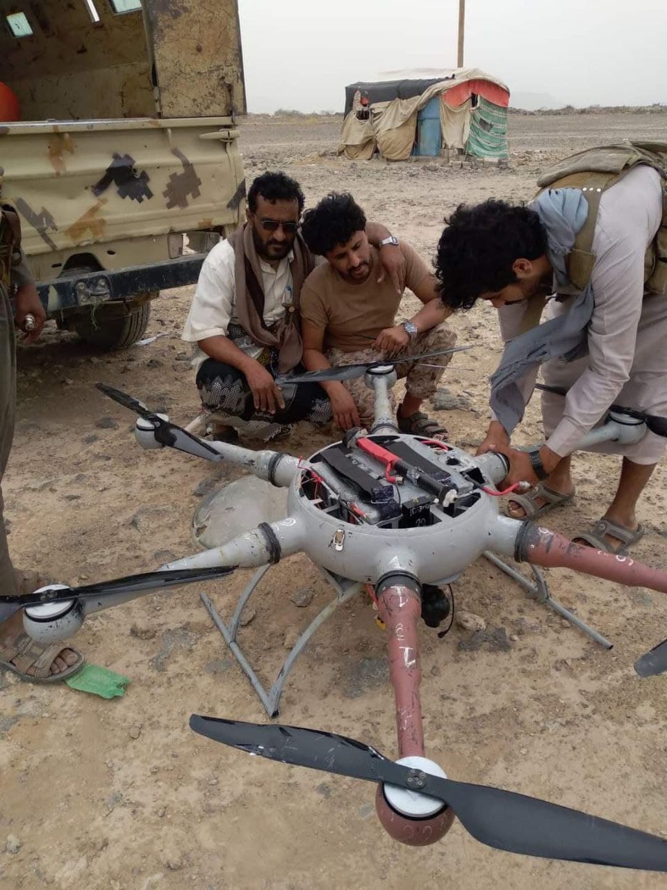 Recently-Unveiled Houthi Armed Drone Shot Down In Yemen’s Ma’rib (Photos)