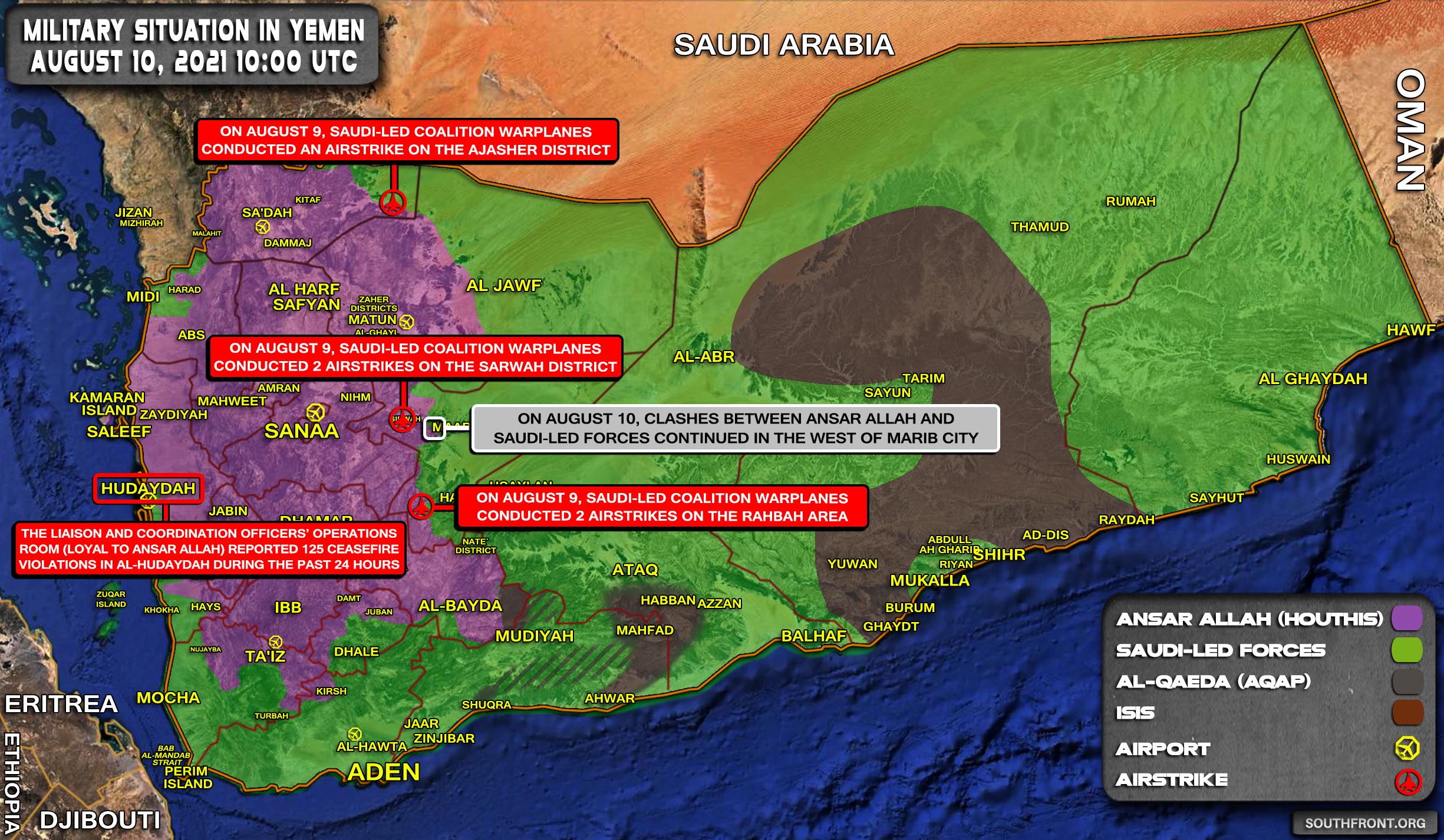 Military Situation In Yemen On August 10, 2021 (Map Update)