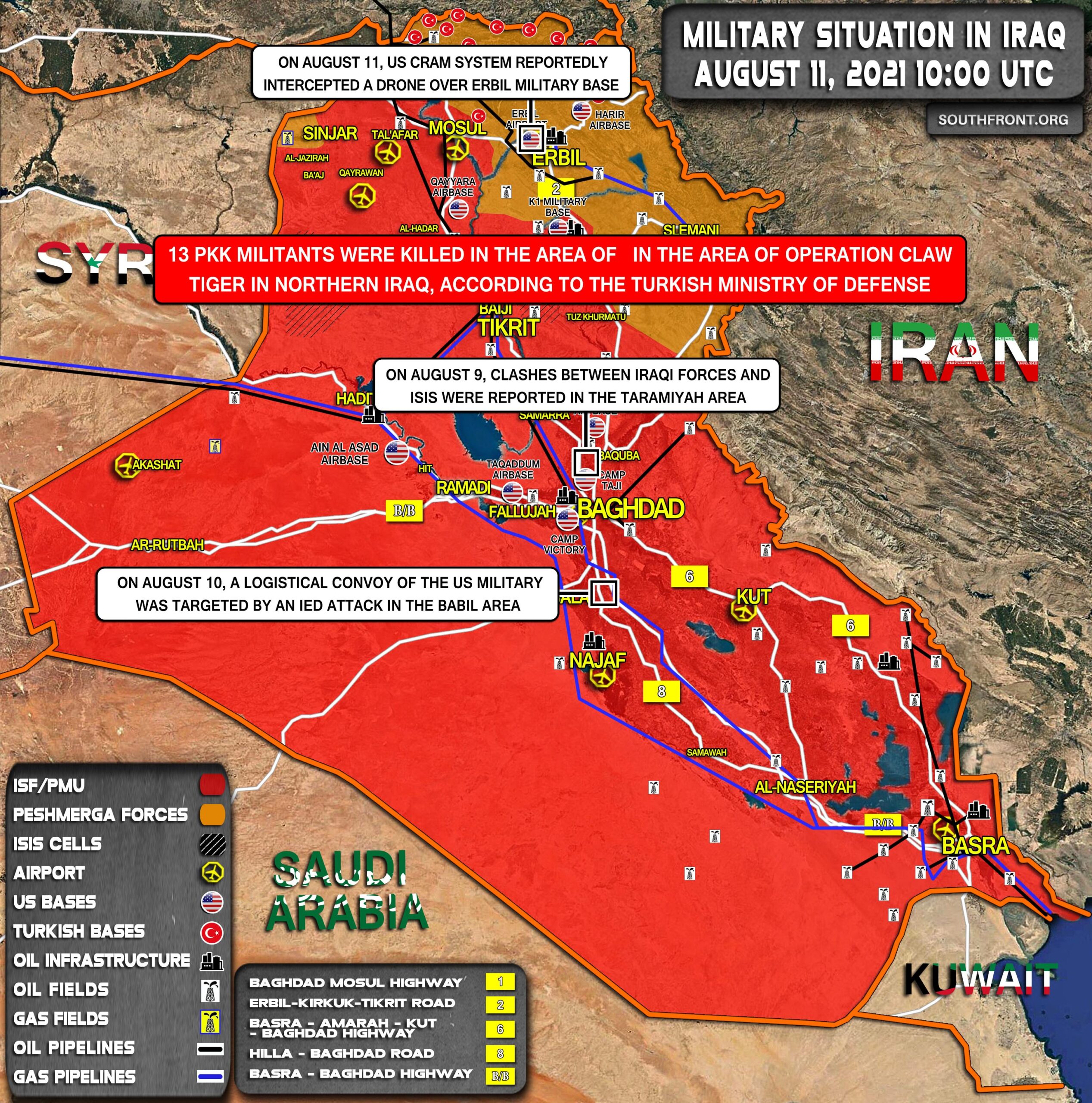 Military Situation In Iraq On August 11, 2021 (Map Update)