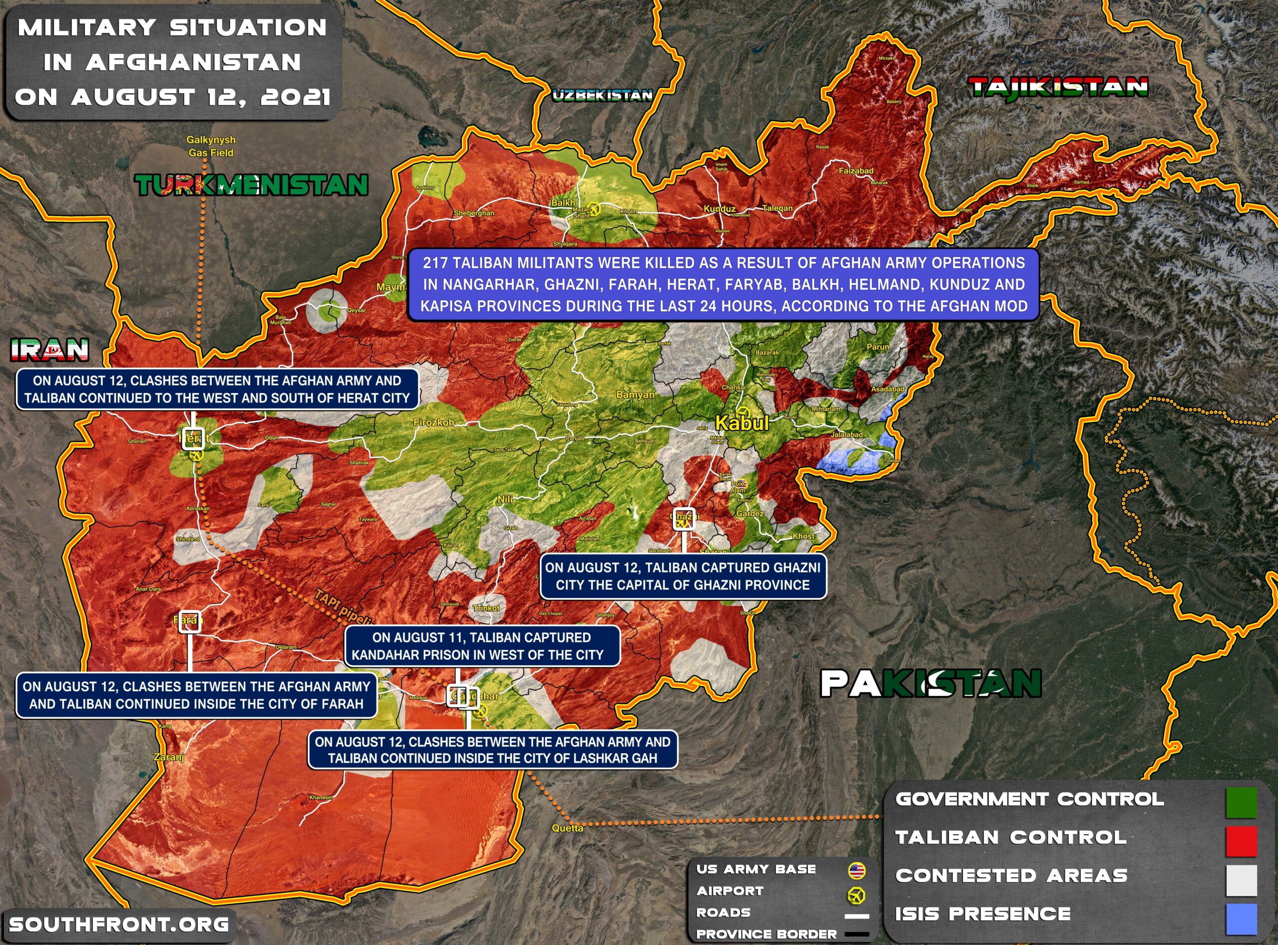 Military Situation In Afghanistan On August 12, 2021 (Map Update)