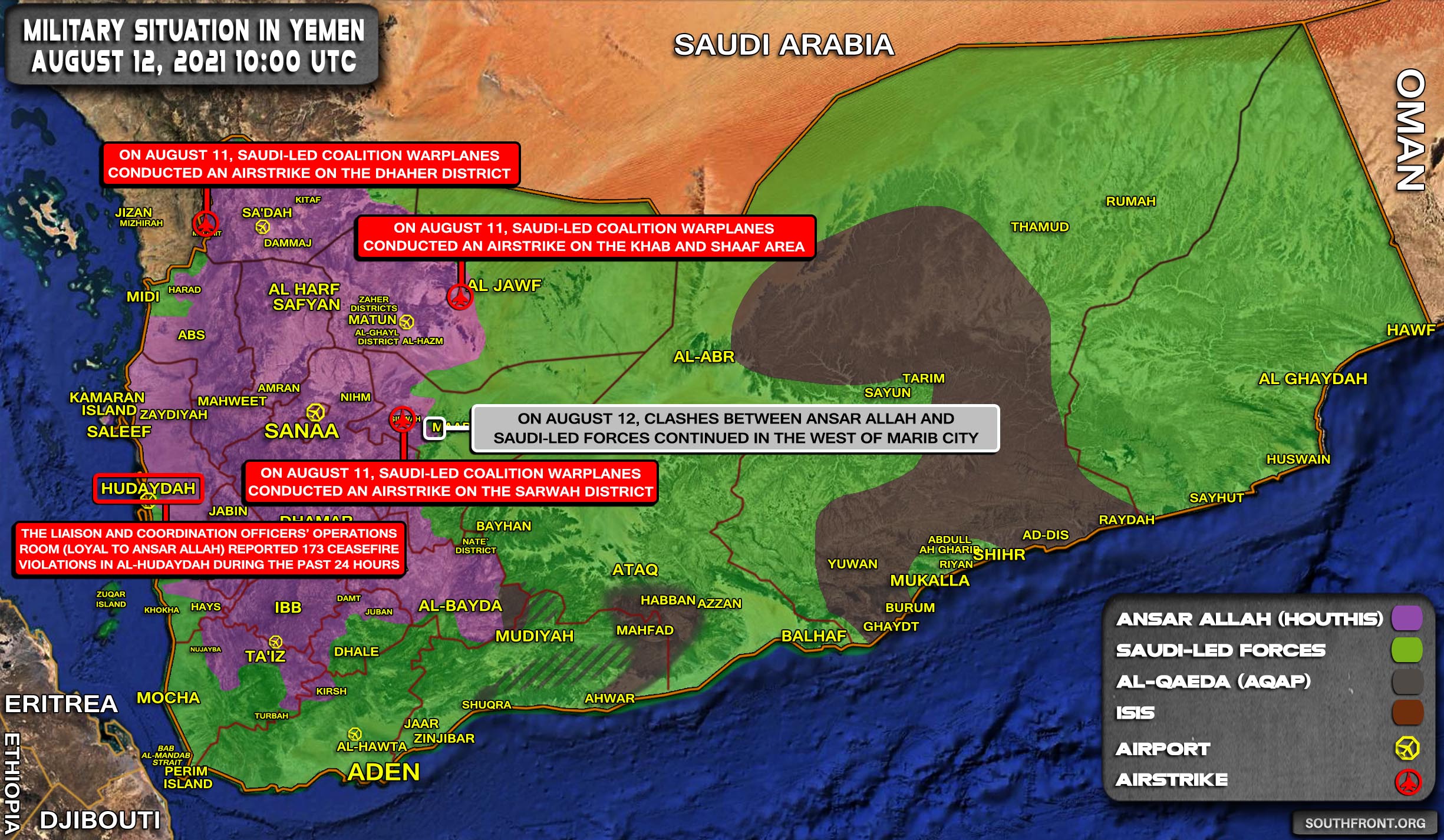 Military Situation In Yemen On August 12, 2021 (Map Update)