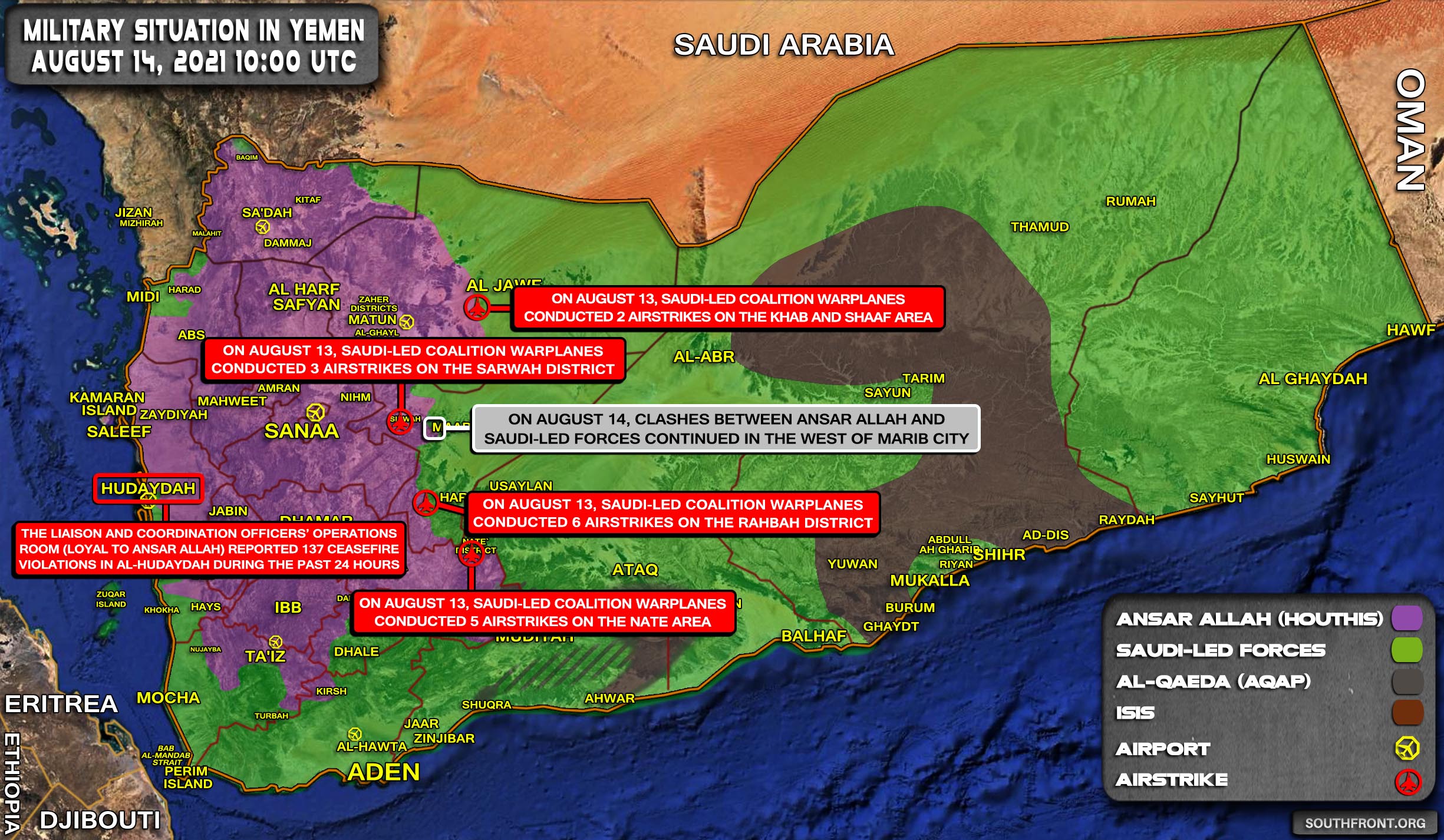 Military Situation In Yemen On August 14, 2021 (Map Update)